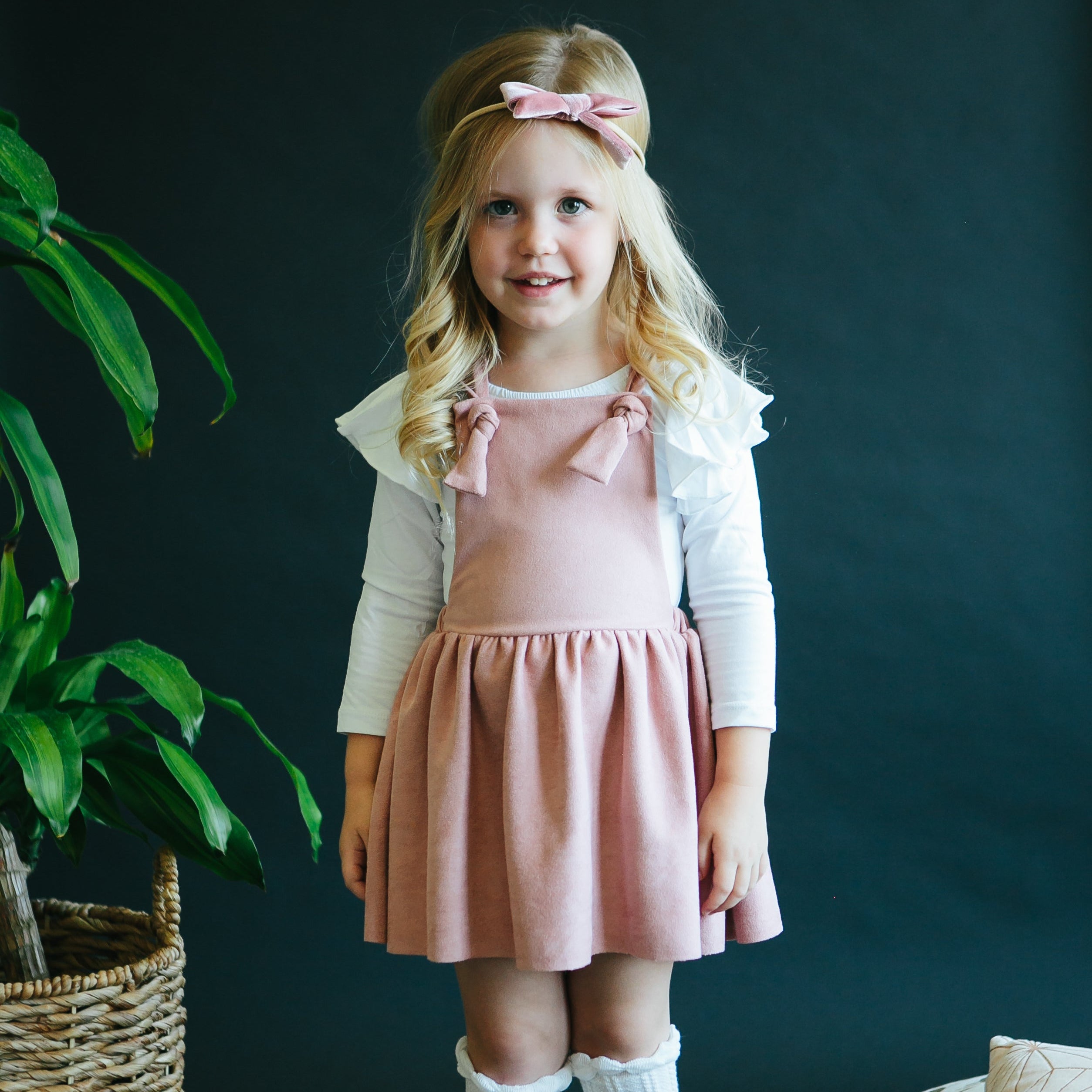 Vintage Pink Faux Suede Pinafore