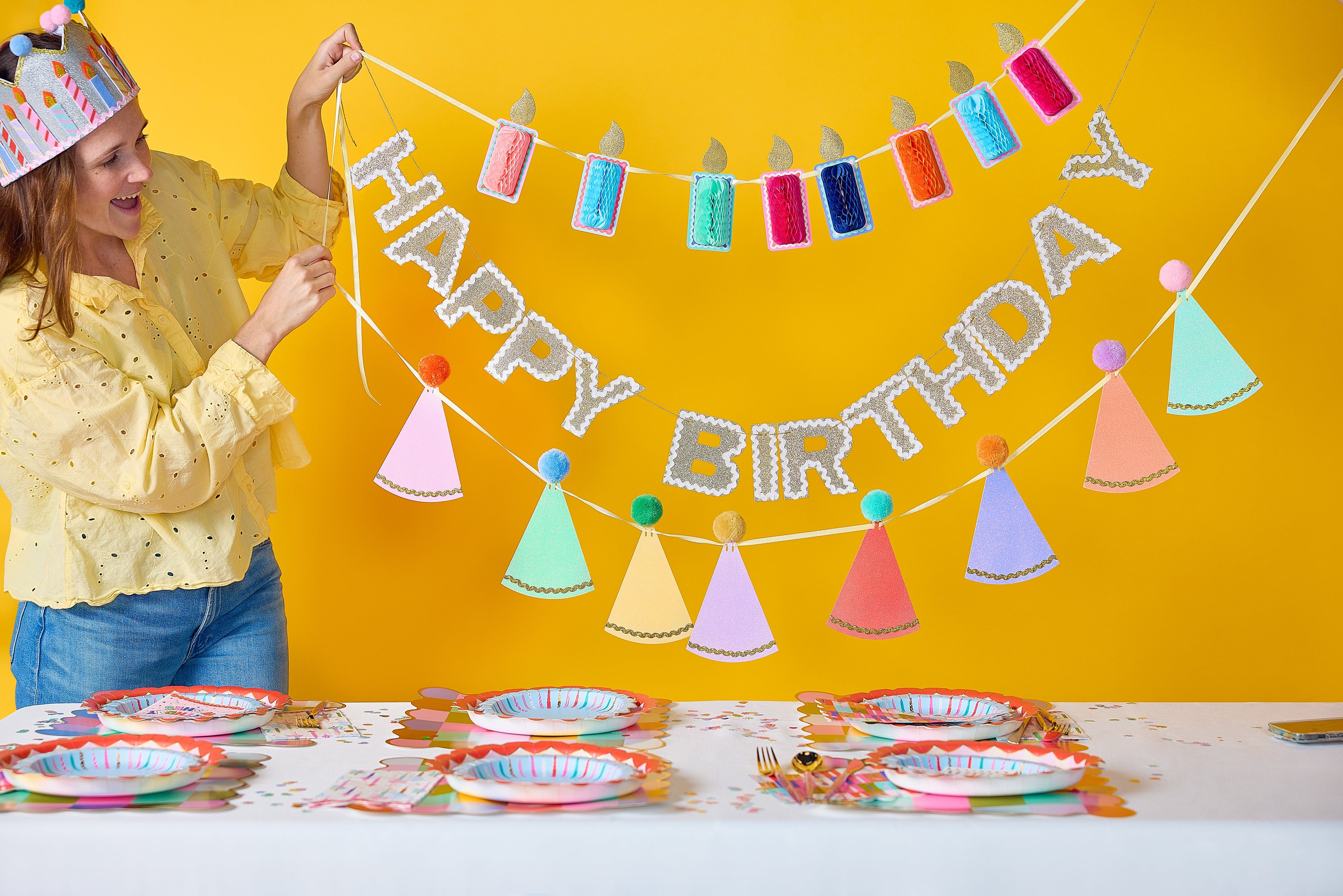 Pom Pom Party Hats Reusable Party Garland
