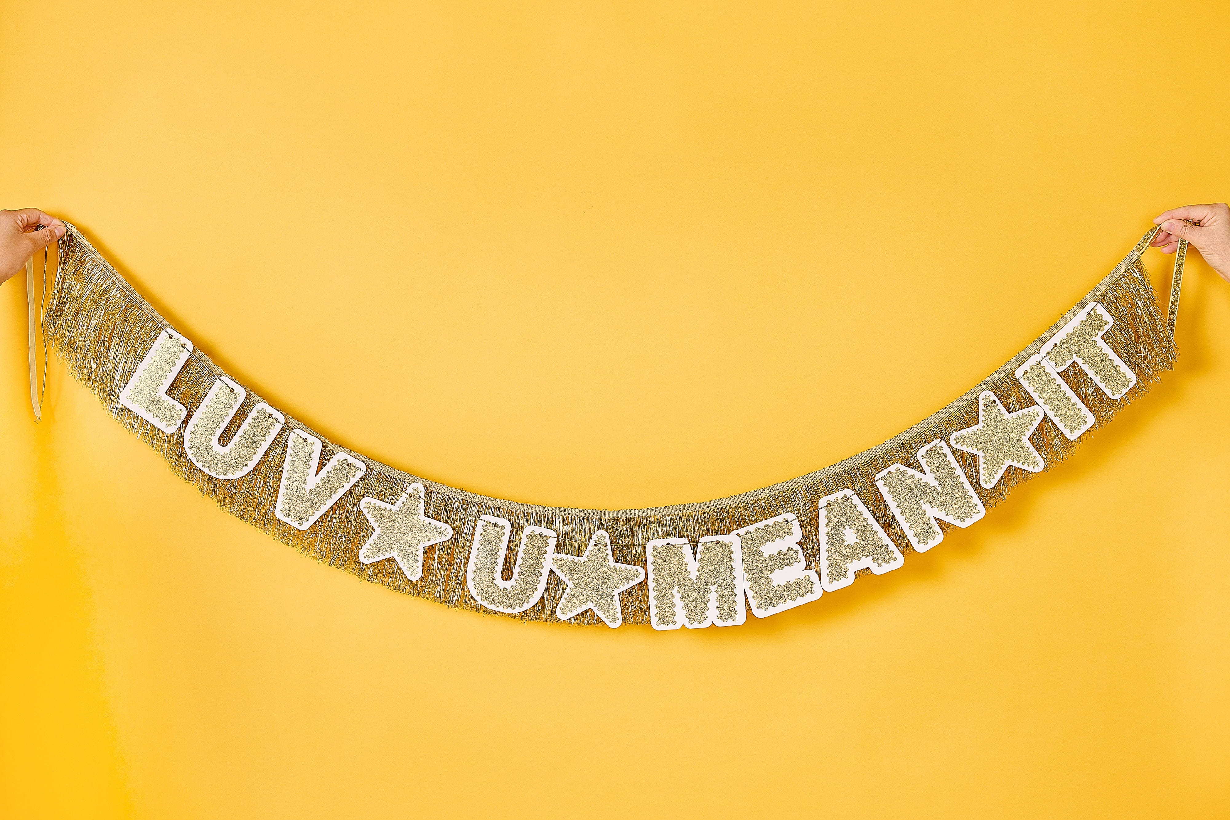 Customizable Gold Fringe Reusable Party Banner