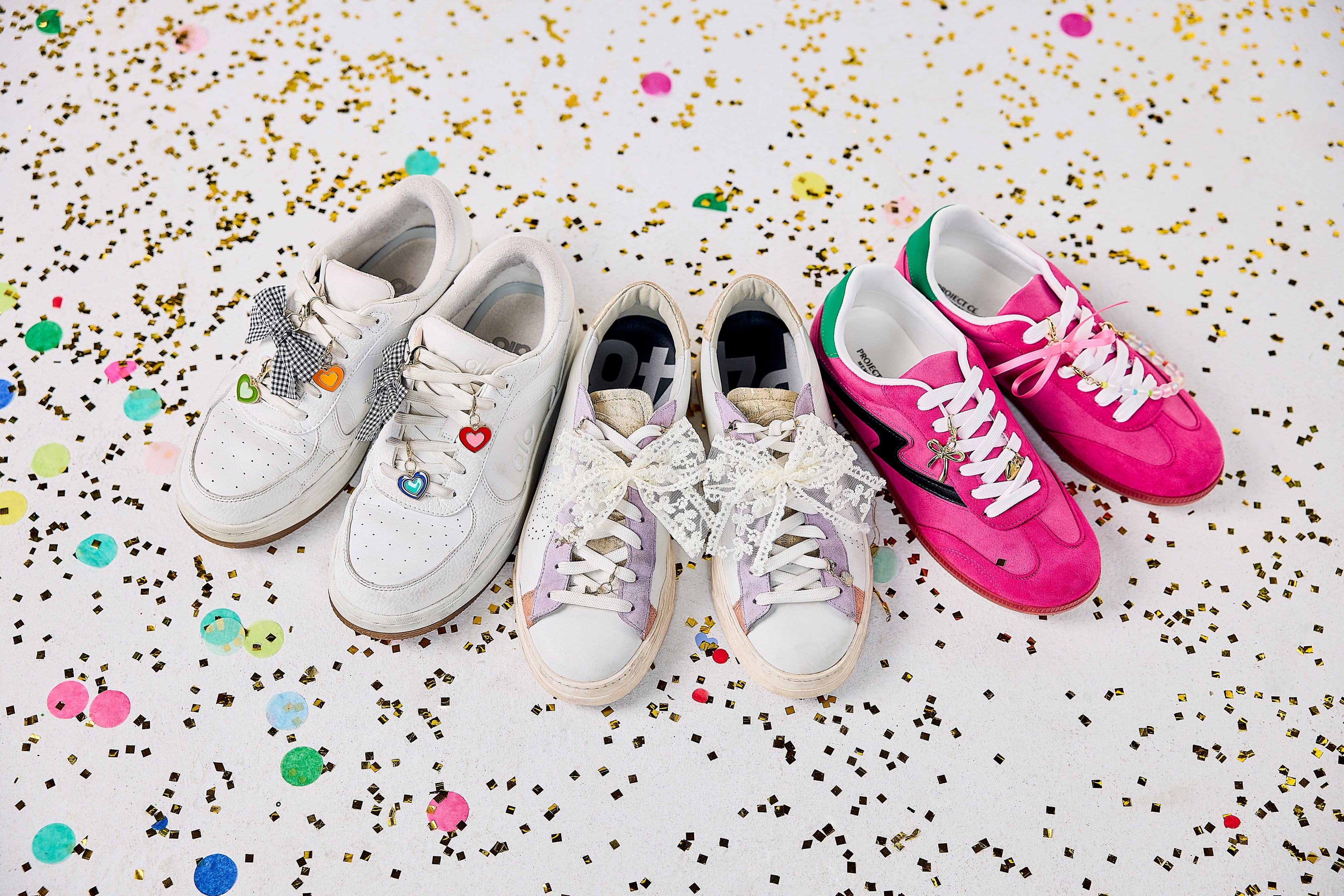 Shoe Charm Set - Lace Bows & Gold Charms