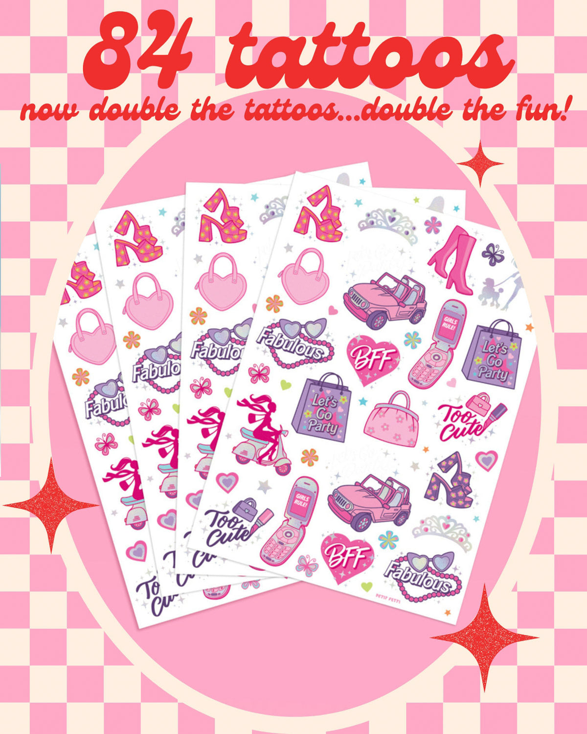 Let's Go Party Tattoo - 84 temporary tattoos