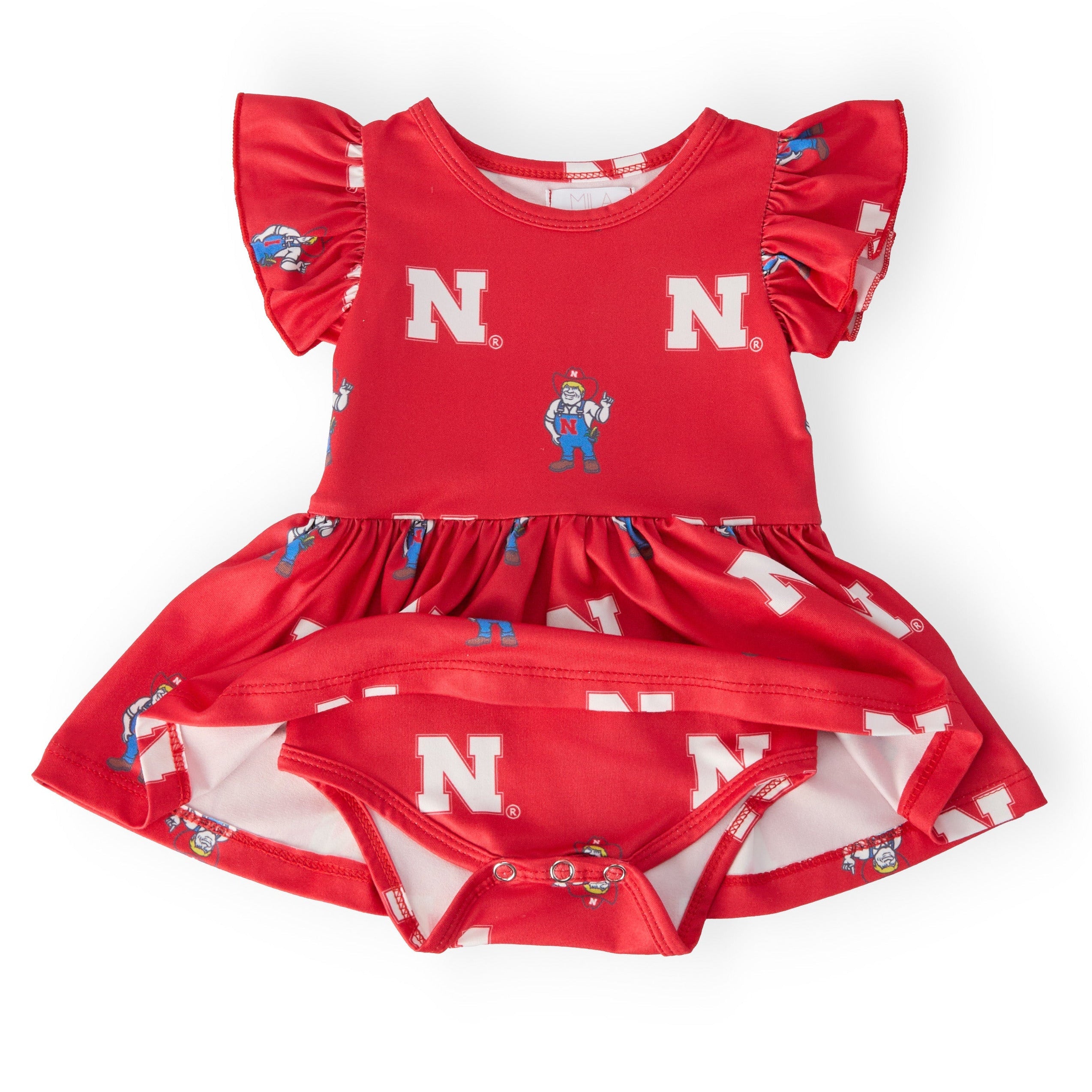 Nebraska Red Herbie Husker Flutter Twirl Bodysuit