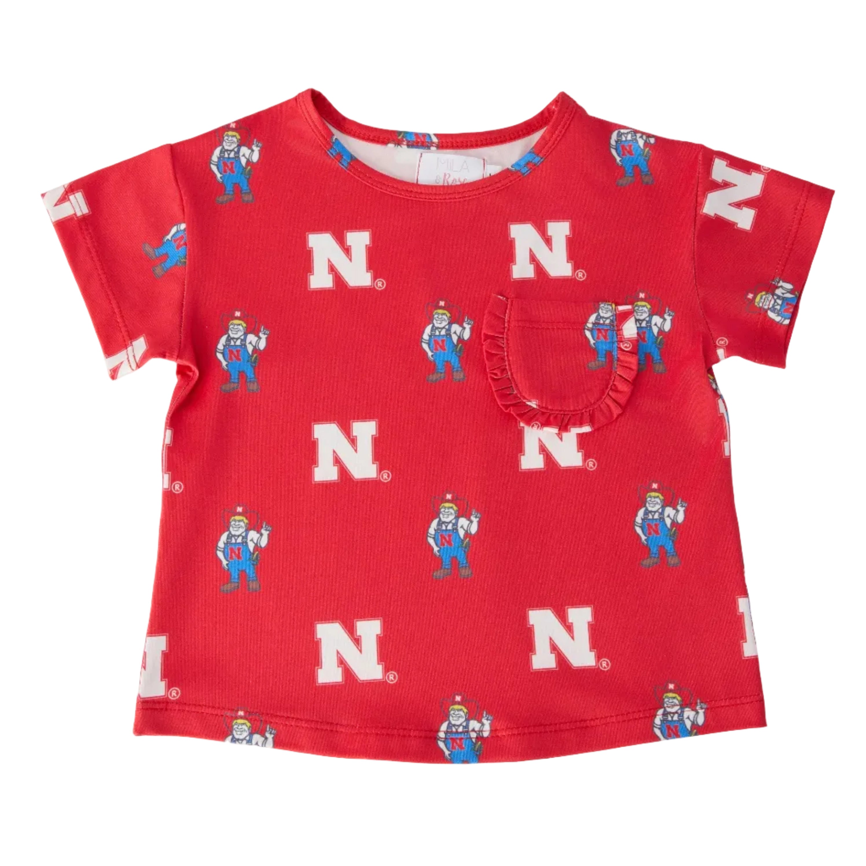 Nebraska Red Herbie Husker Ruffle Pocket Tee