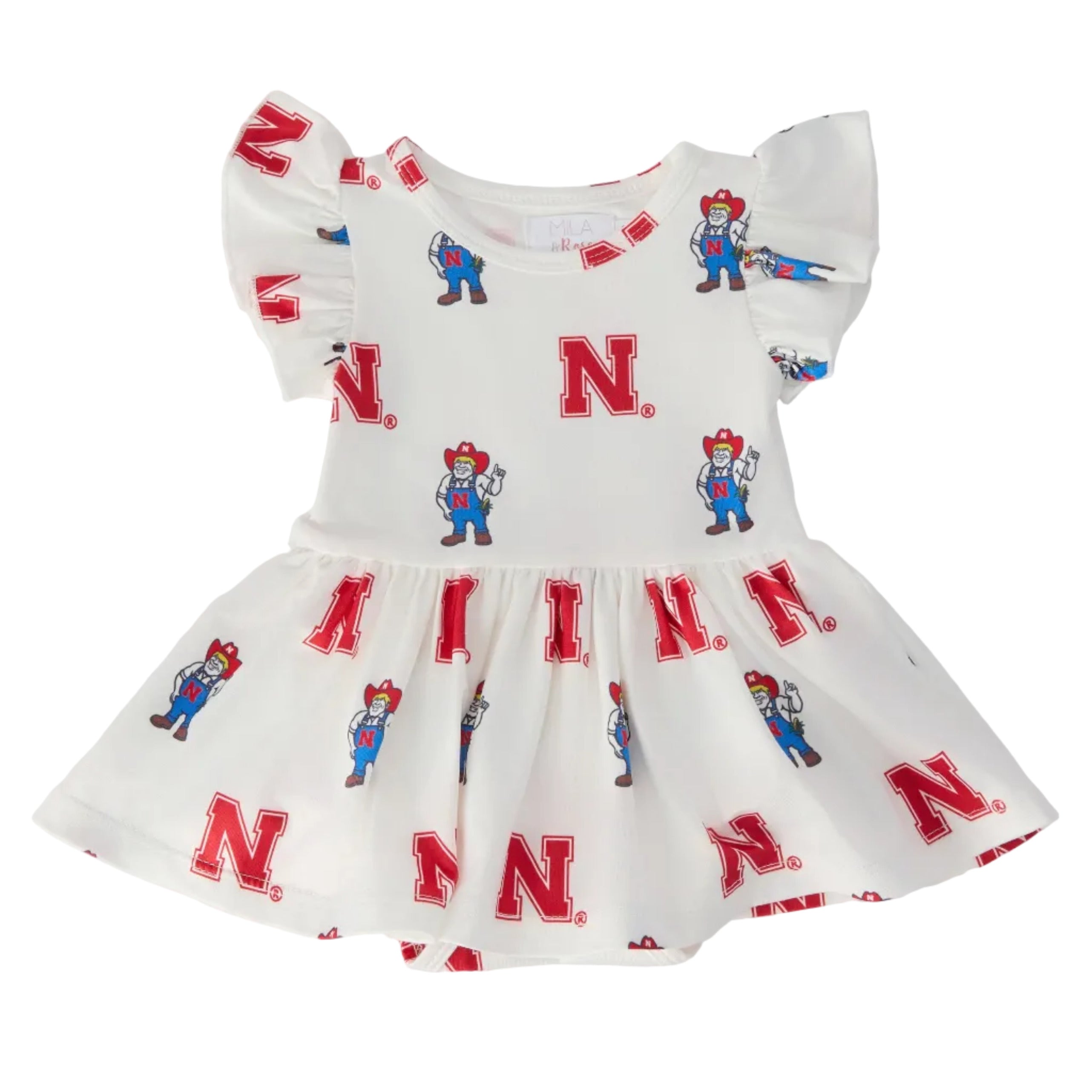 Nebraska White Herbie Husker Flutter Twirl Bodysuit