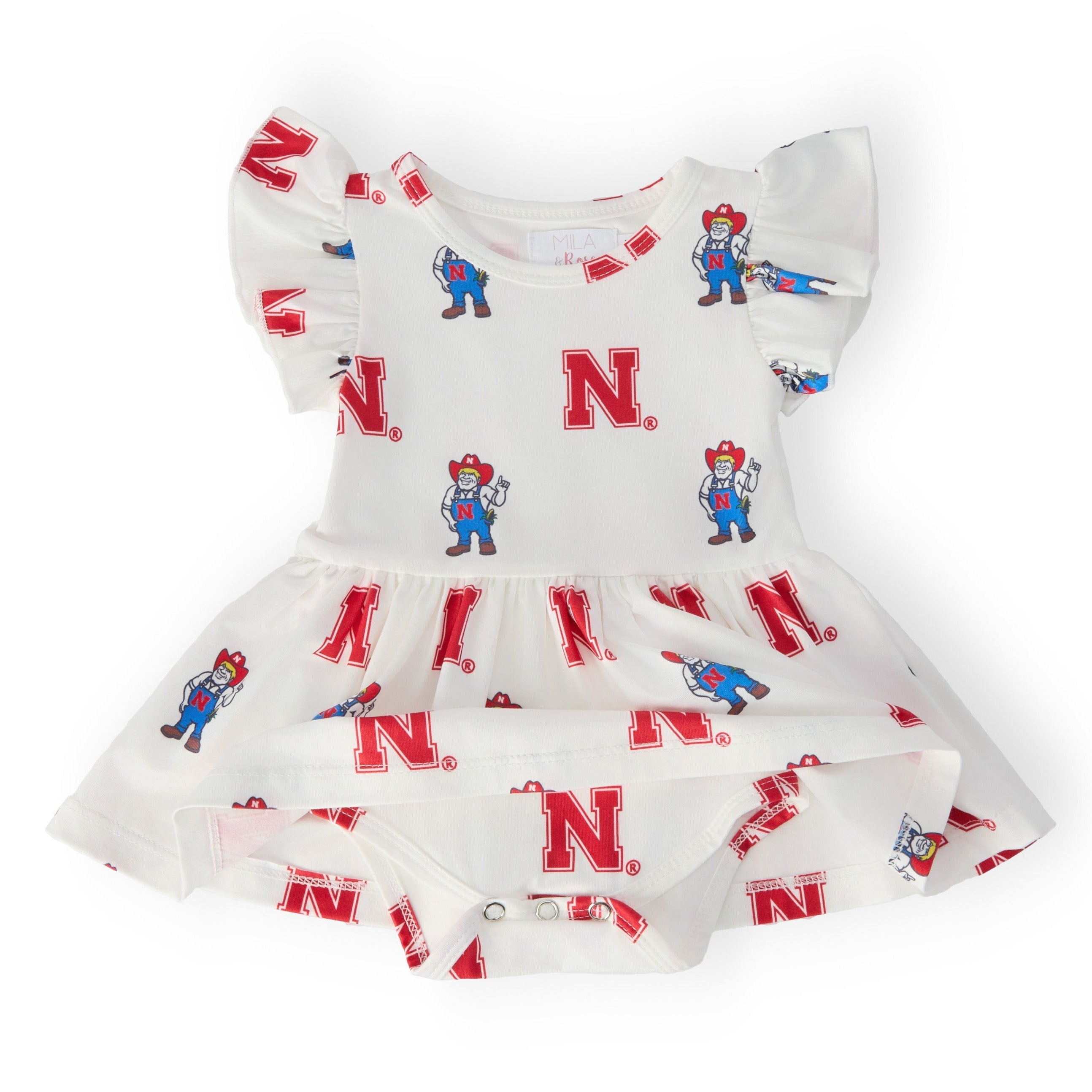 Nebraska White Herbie Husker Flutter Twirl Bodysuit