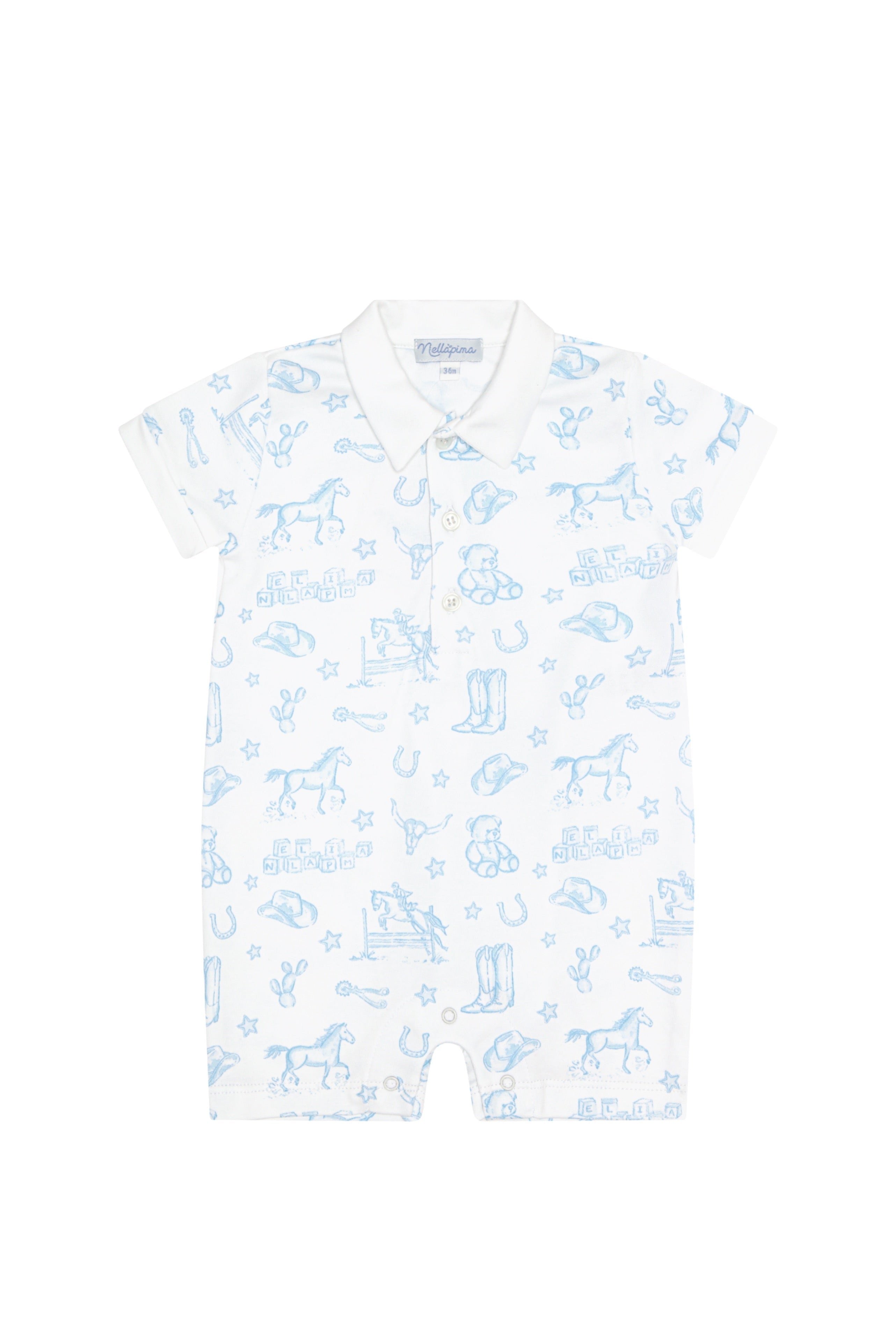 Blue Lone Star Toile Romper