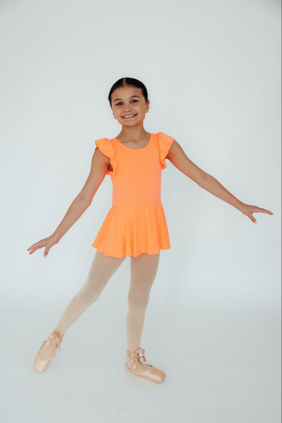 Neon Coral S/S Twirl Leotard