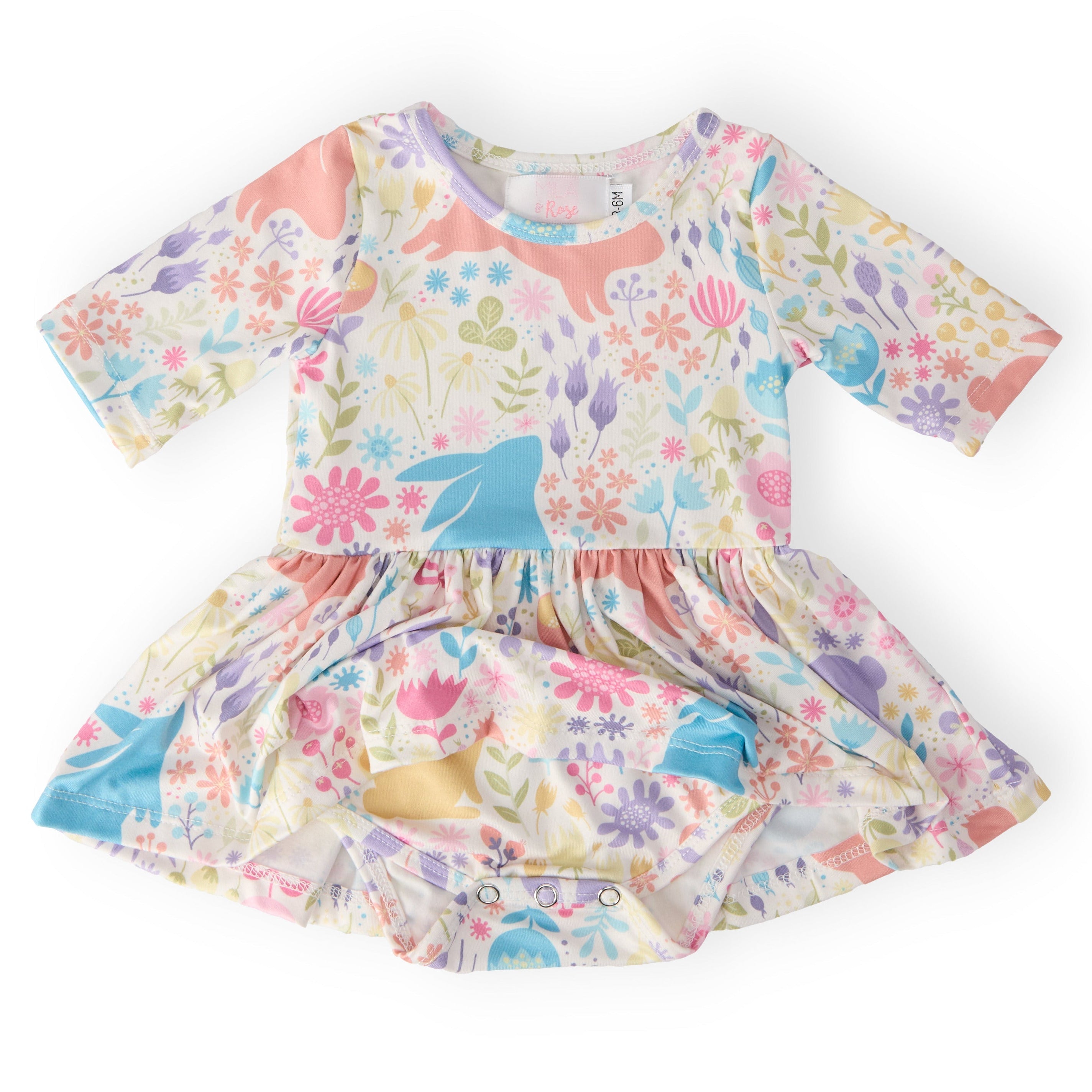 Pastel Floral Bunnies Twirl Bodysuit