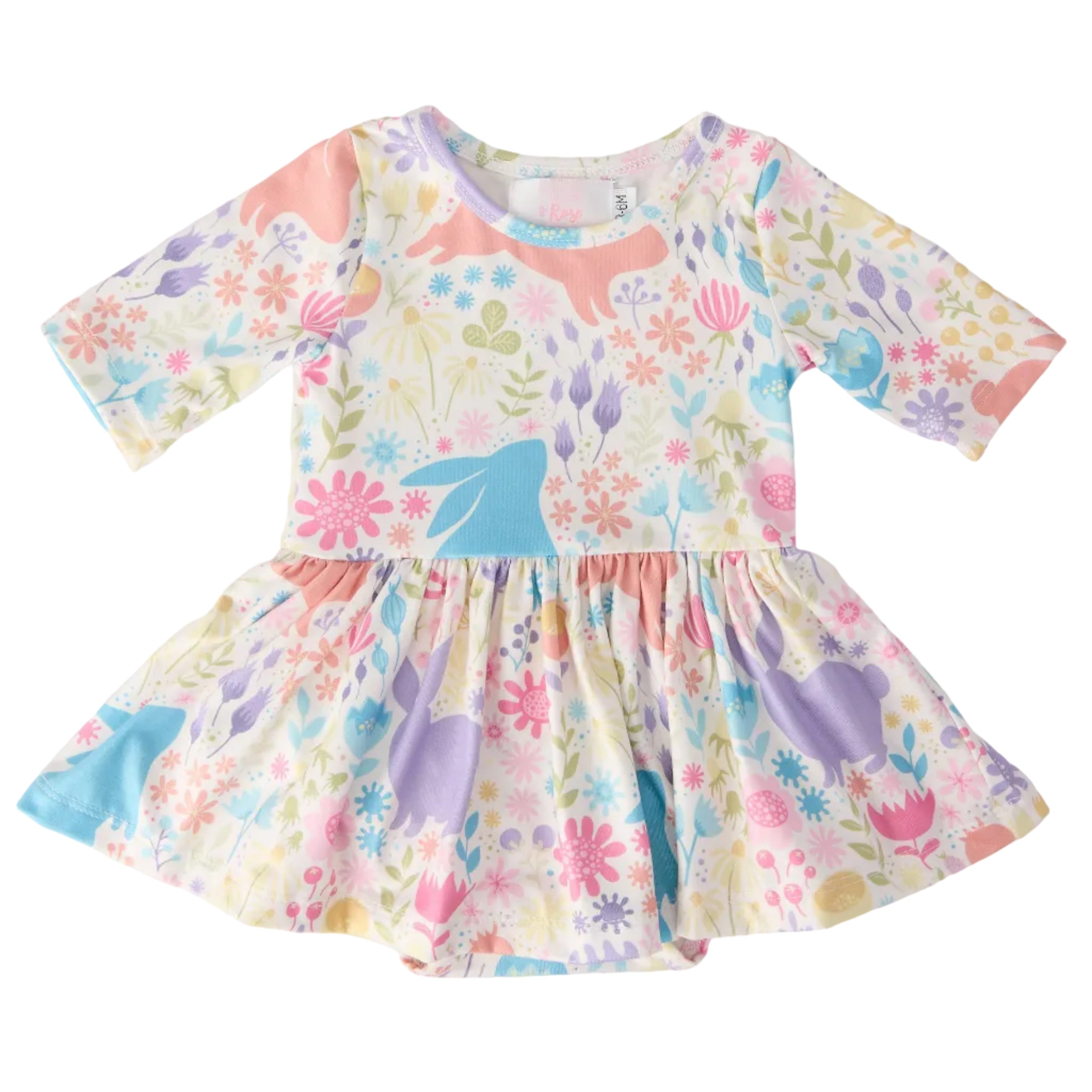 Pastel Floral Bunnies Twirl Bodysuit