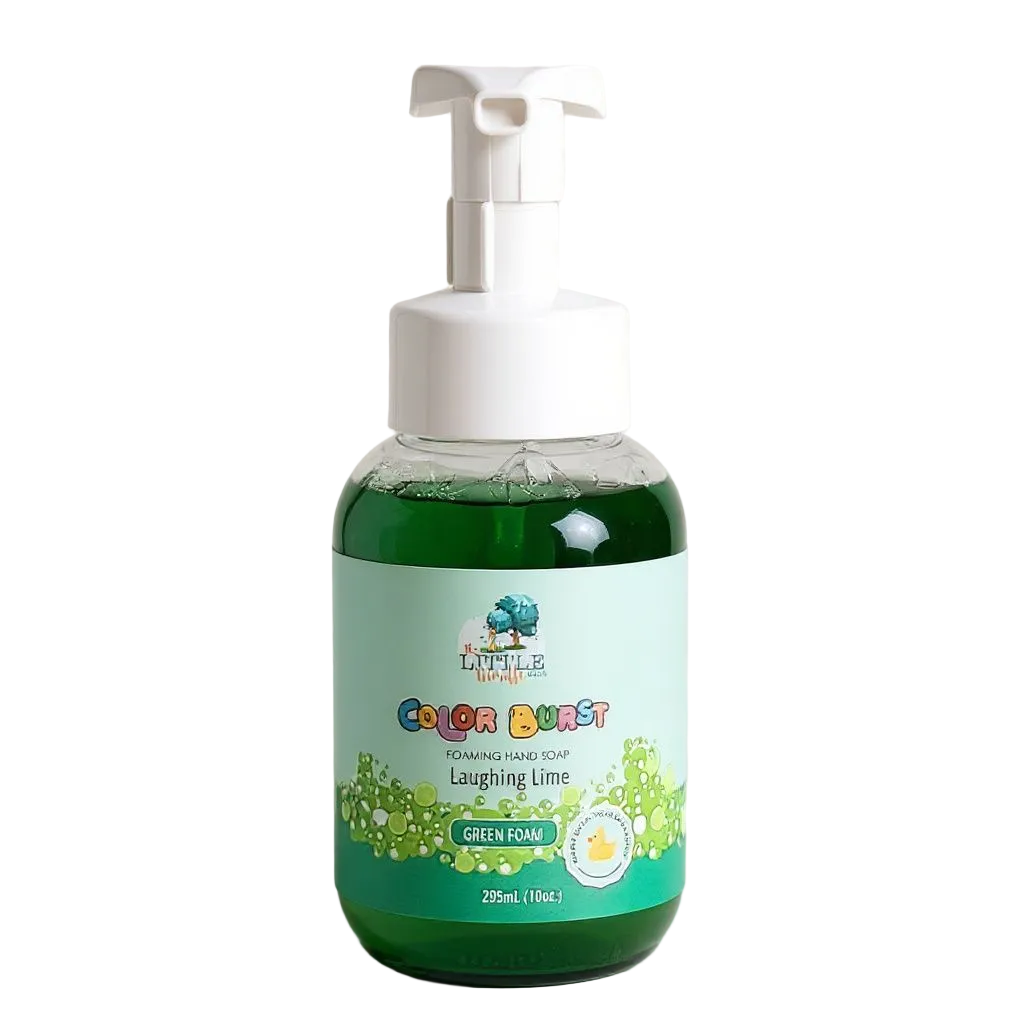 Non-toxic Colorful Foaming Hand Soap for Kids. Green Foam. Lime Scented