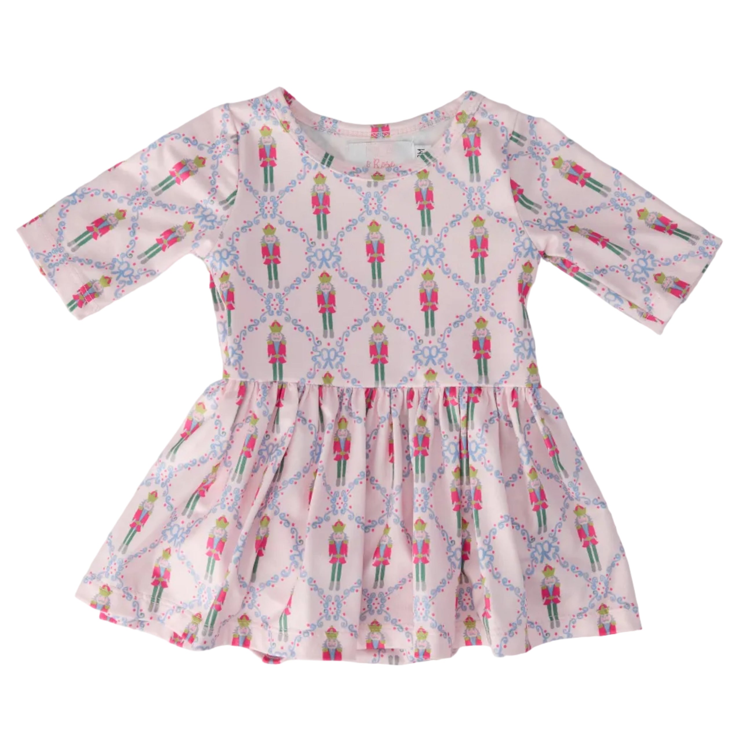 Pink Nutcracker 3/4 Sleeve Twirl Bodysuit
