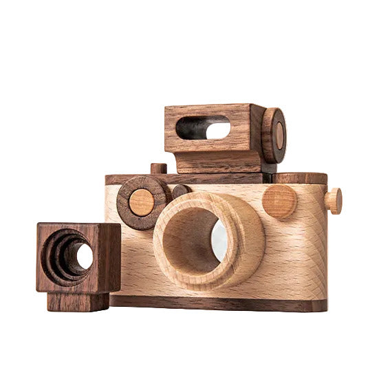 35MM Wooden Toy Camera Gift Set - Beech Wood with 2 Flashes