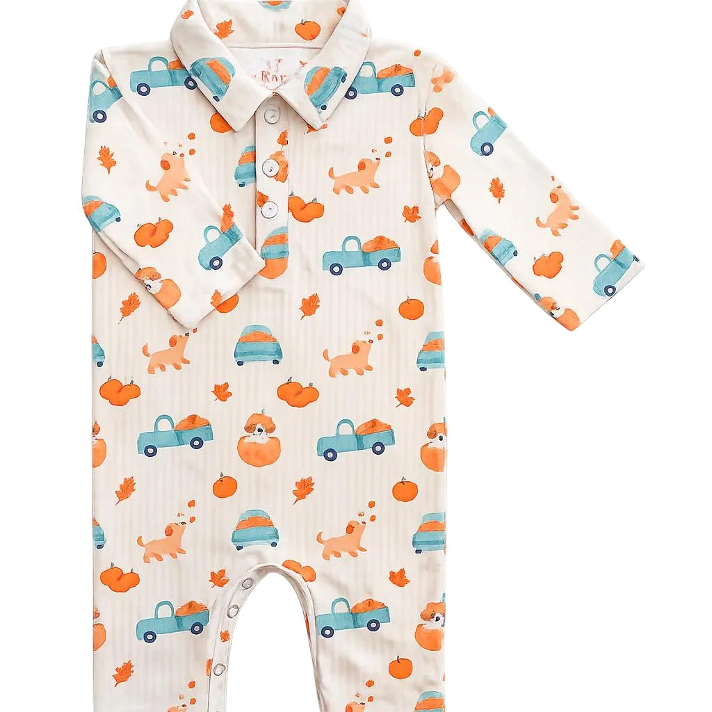 Pumpkin Spice Pups L/S Polo One-Piece