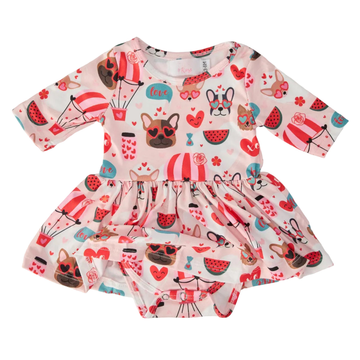 Puppy Love 3/4 Sleeve Twirl Bodysuit