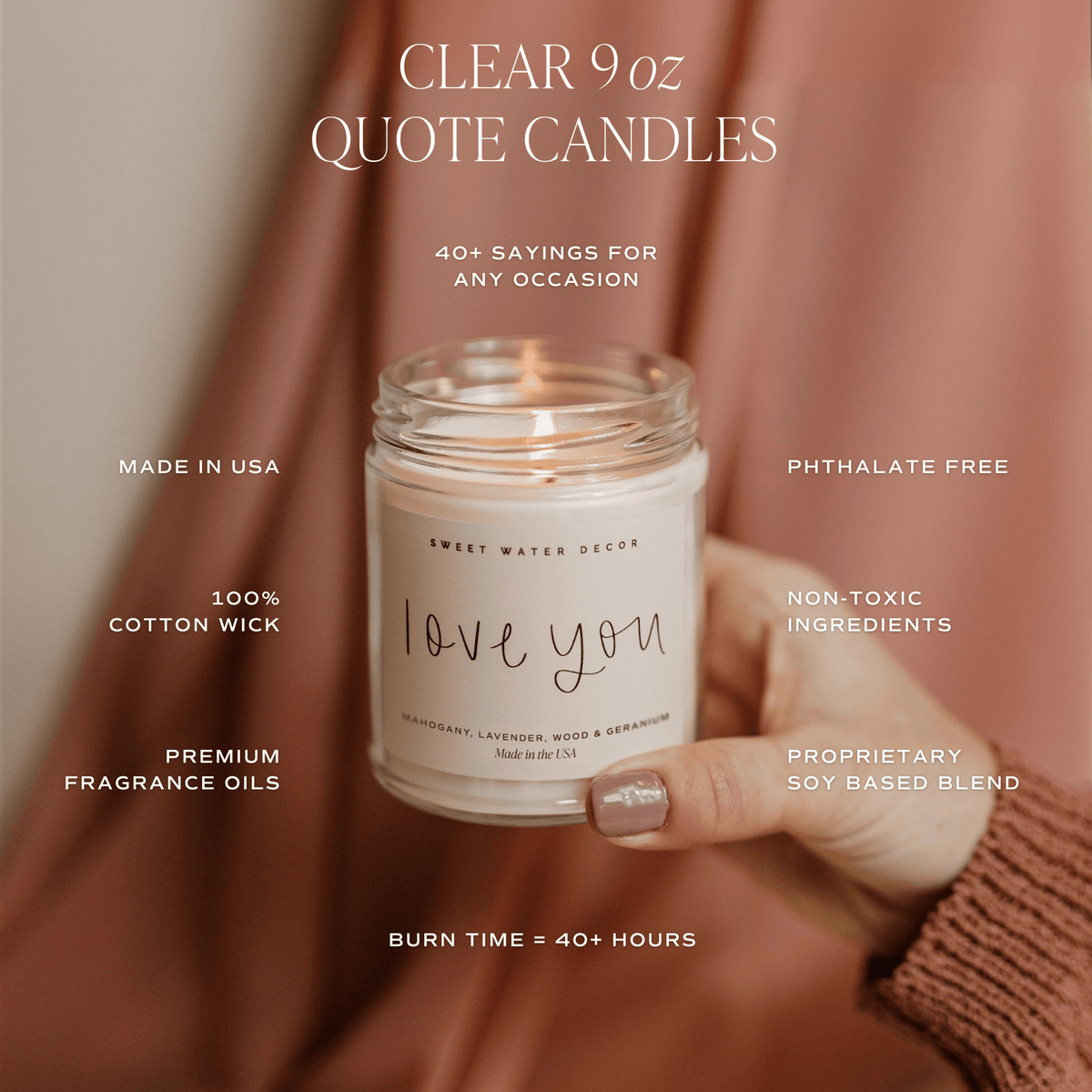 Faith Over Fear Soy Candle - Clear Jar - 9 oz