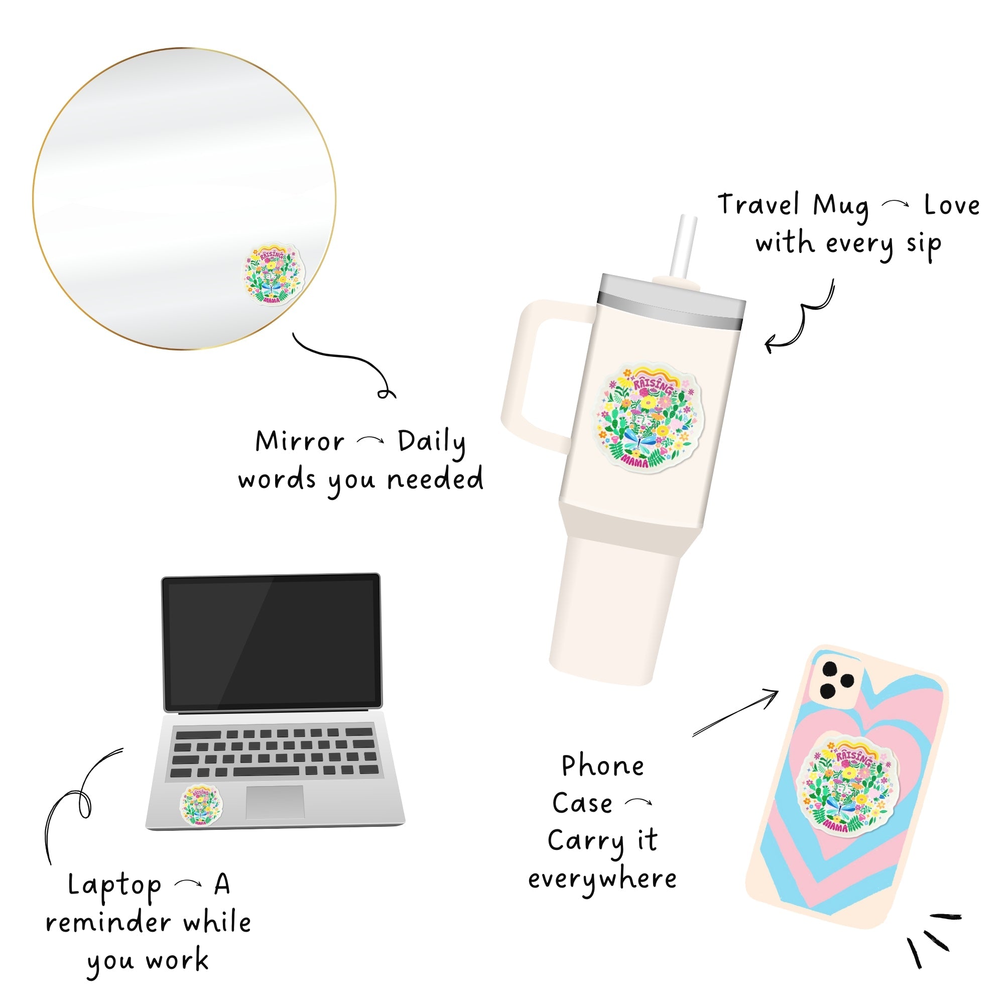 Raising Mama Floral | Sticker