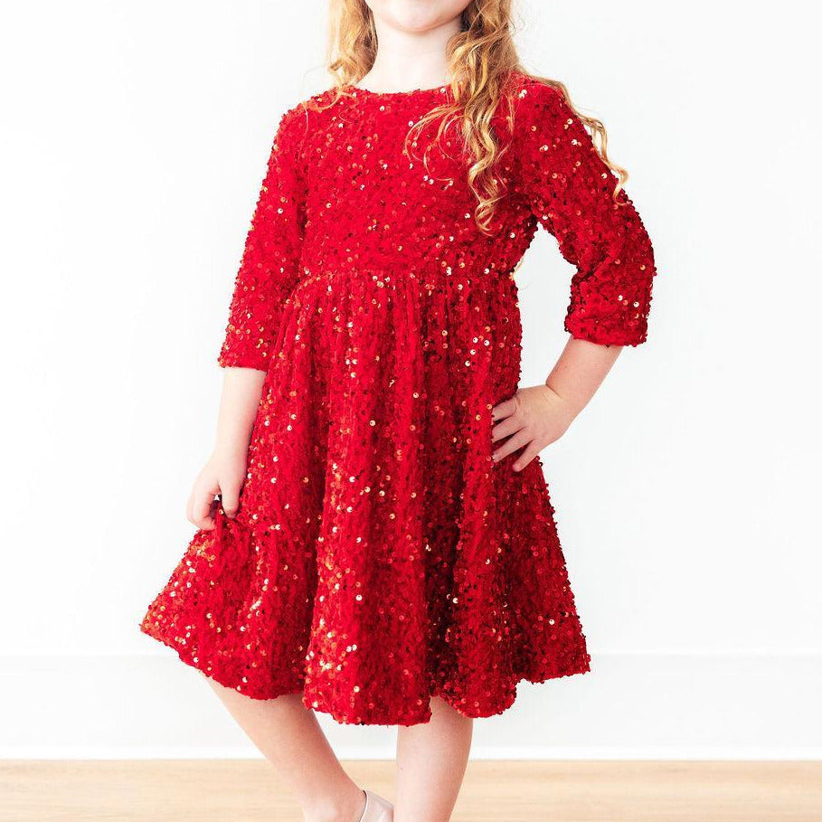 Red Velvet Sequin Dress