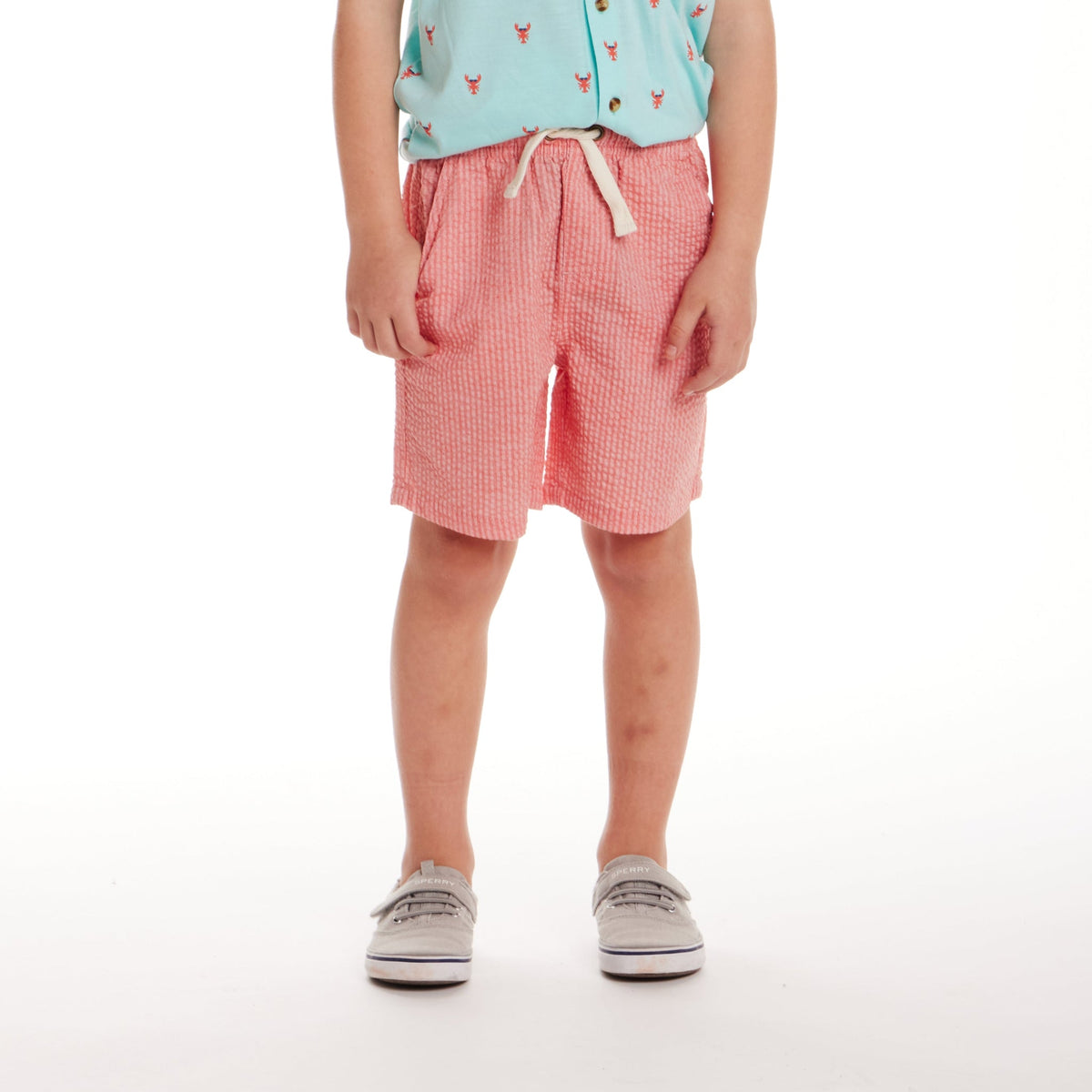 Kids (3-7) Seersucker Shorts | Coral