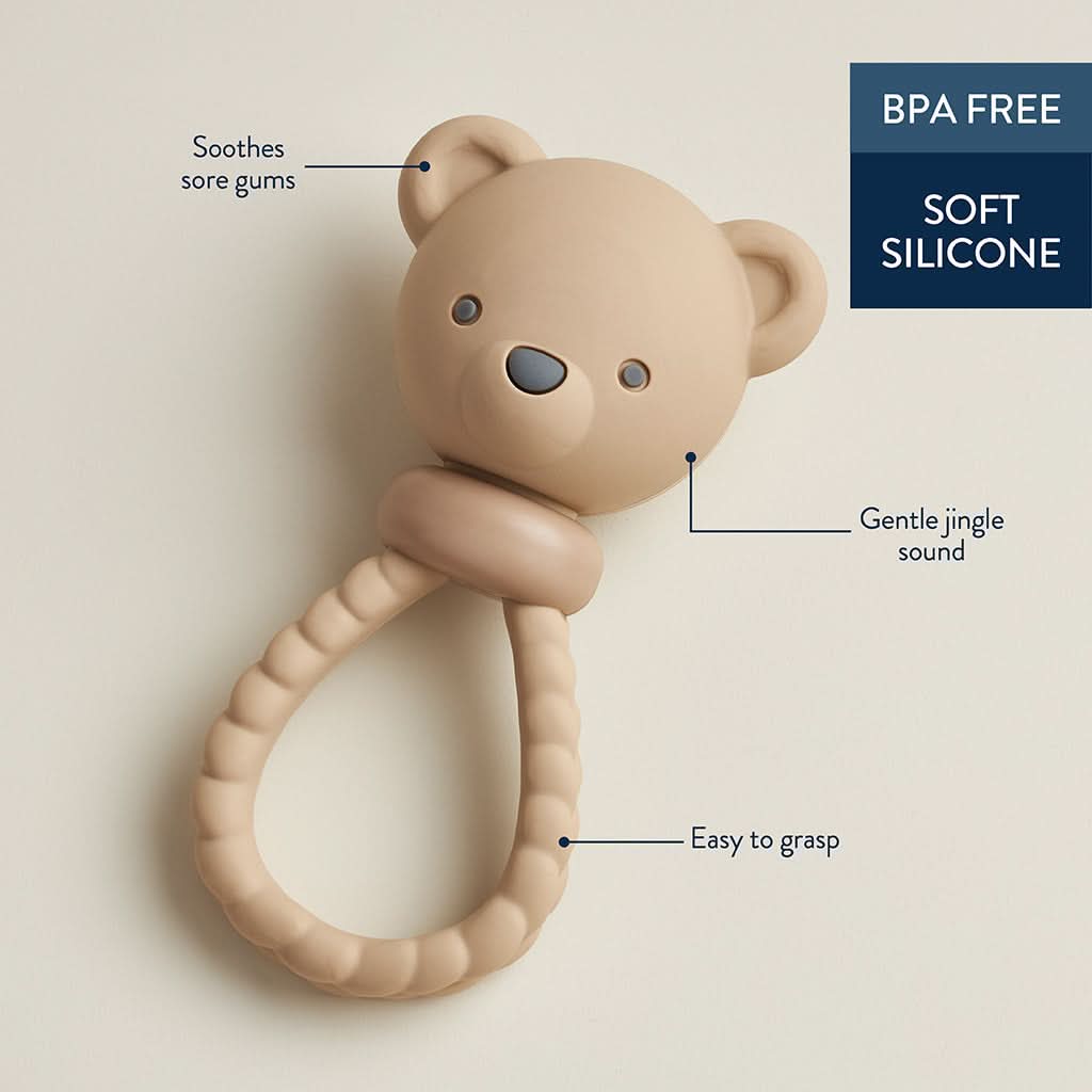 Sweetie Rattle™ Silicone Teether - Bear