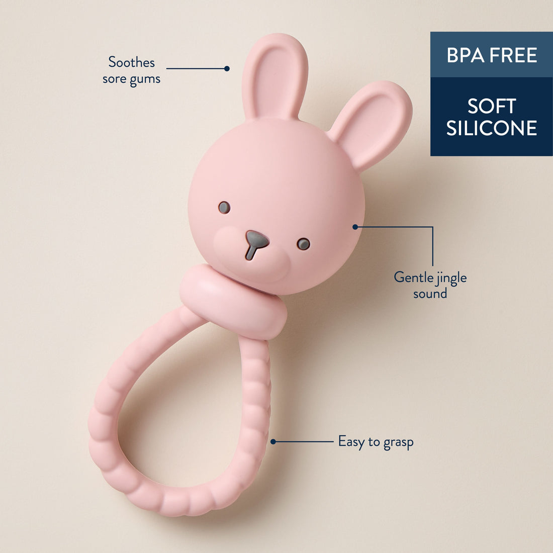 Sweetie Rattle™ Silicone Teether - Bunny