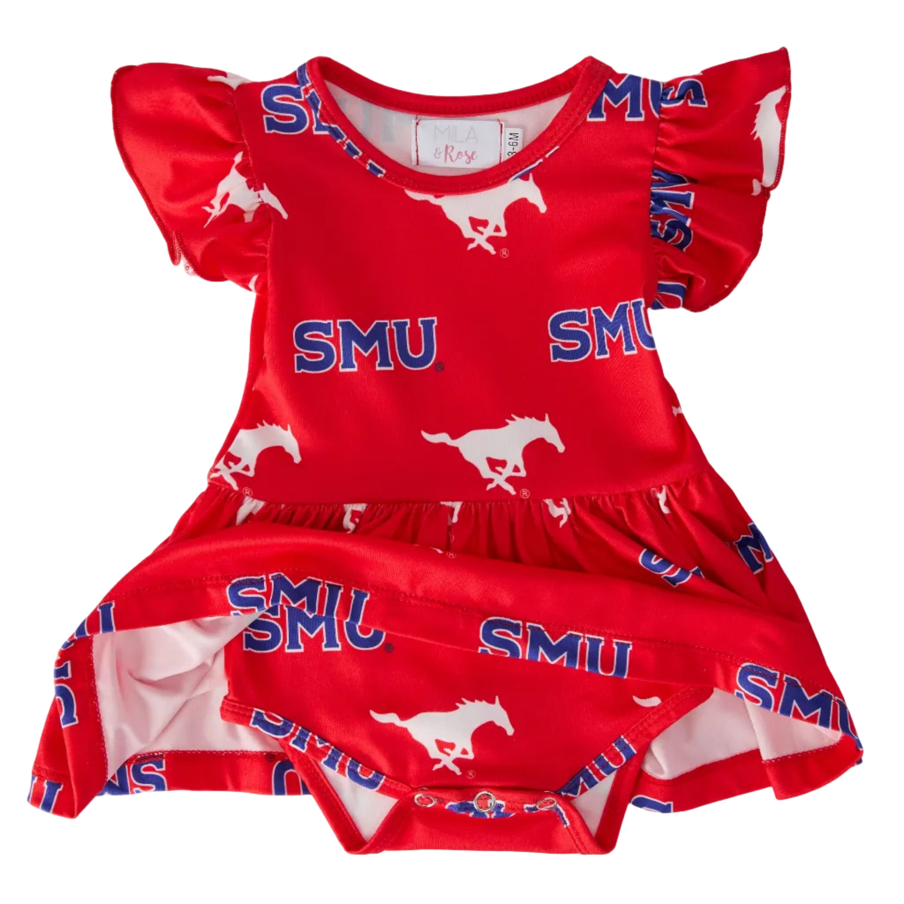 SMU Red Mustang Flutter Twirl Bodysuit
