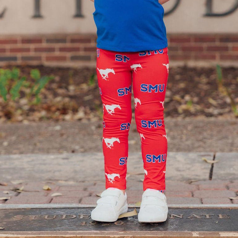 SMU Red Mustang Leggings