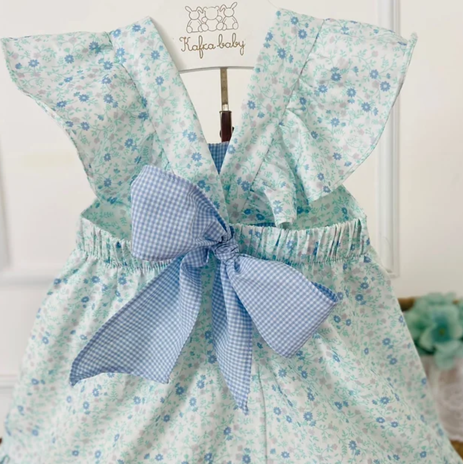 Blue Floral Smocked Dress