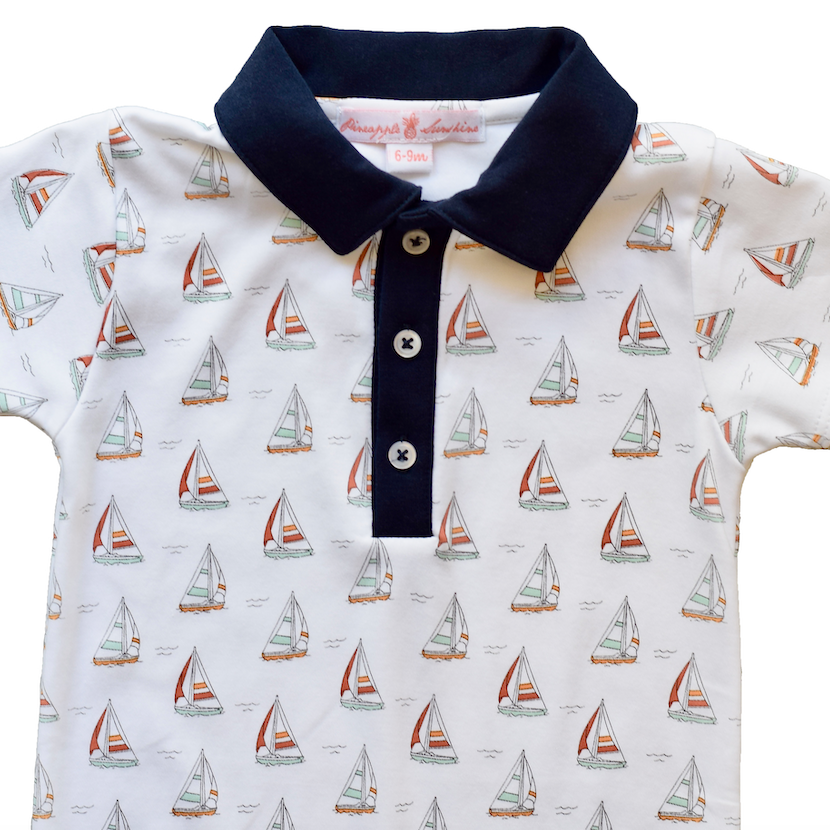 Sailboat Romper with Collar