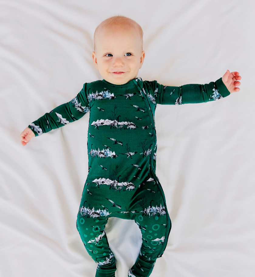Knee-Grip Green Dinos Convertible Footie