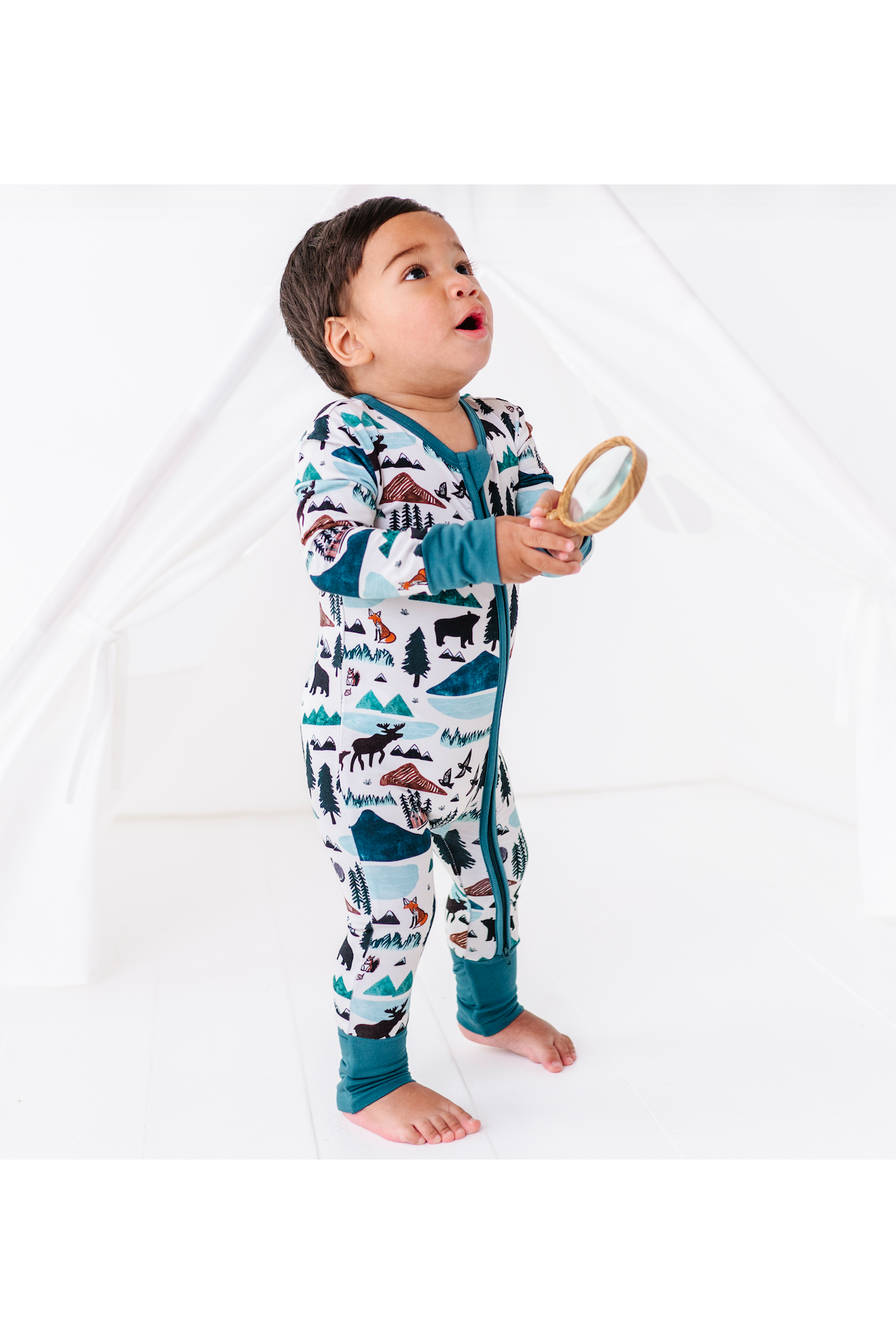 Bamboo One Piece Zip Pajama - Into the Wild