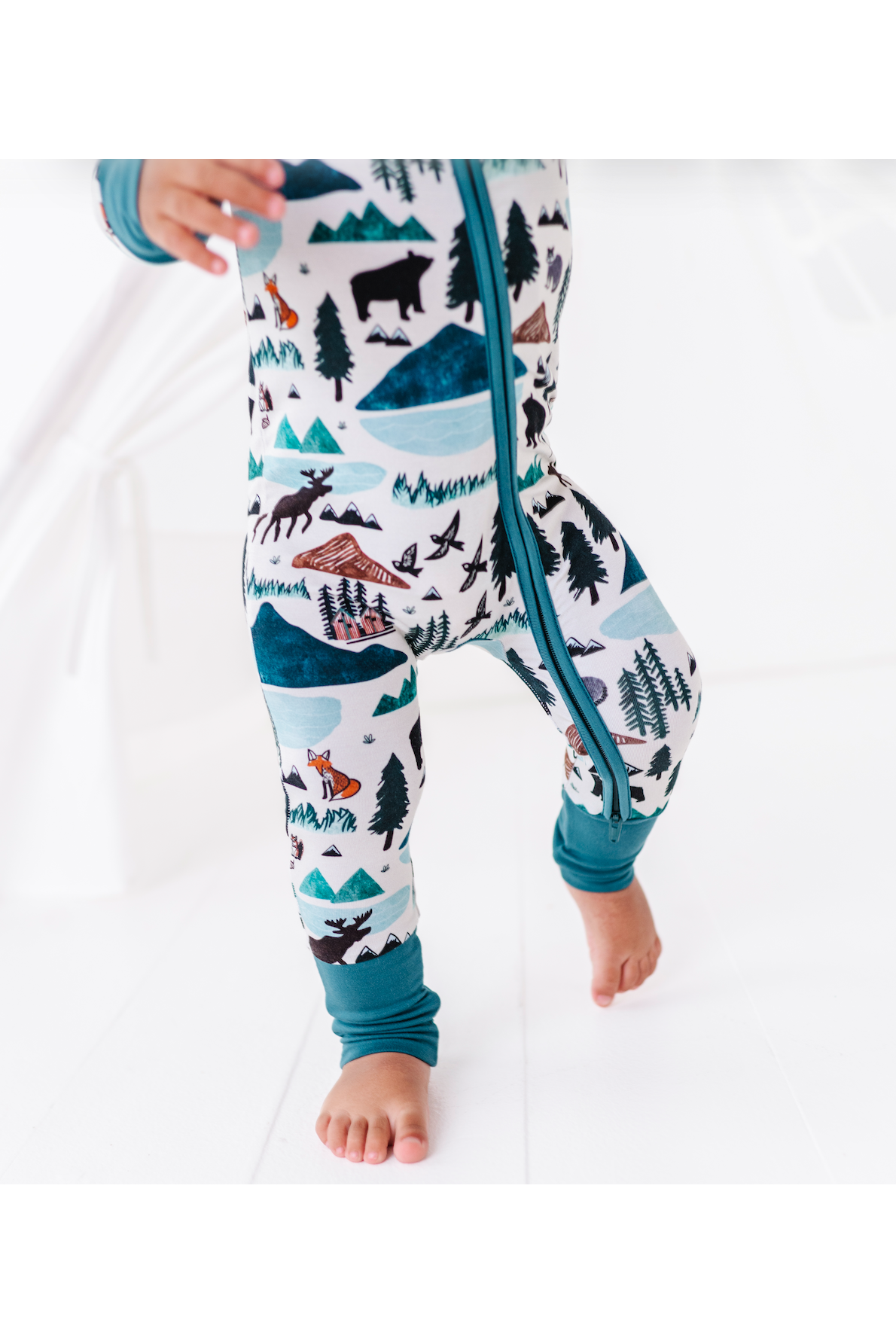 Bamboo One Piece Zip Pajama - Into the Wild