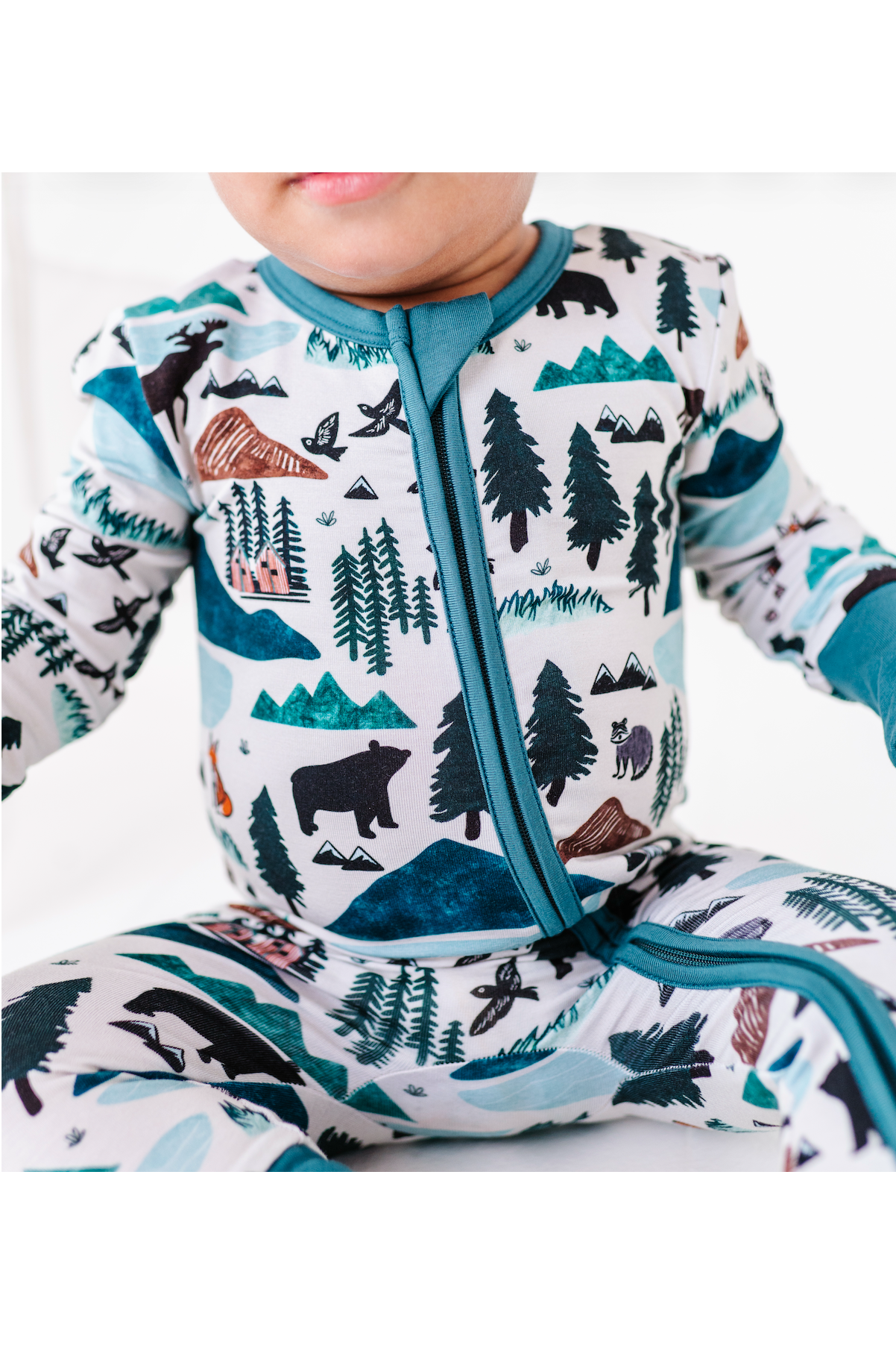 Bamboo One Piece Zip Pajama - Into the Wild