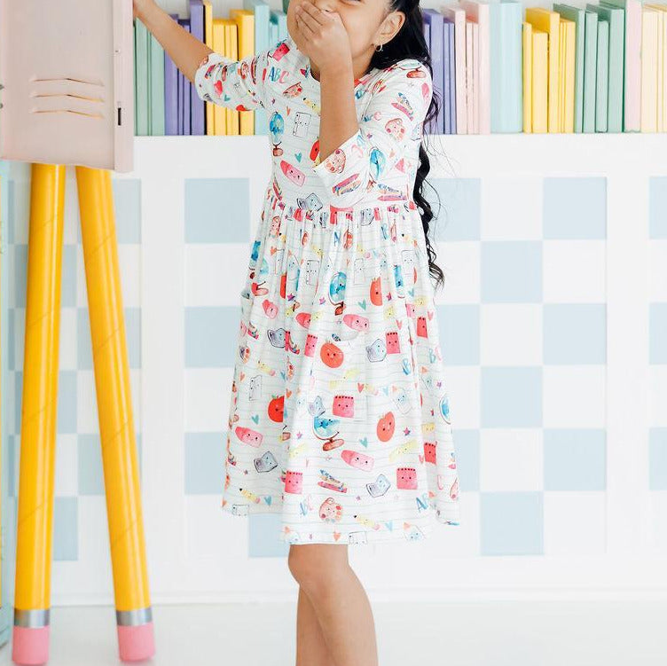 Smarty Pants 3/4 Sleeve Pocket Twirl Dress