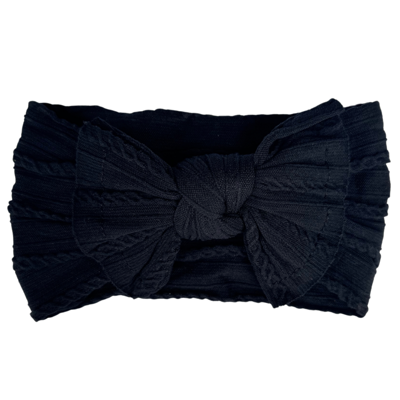 Solid Knit Nylon Headband - Black