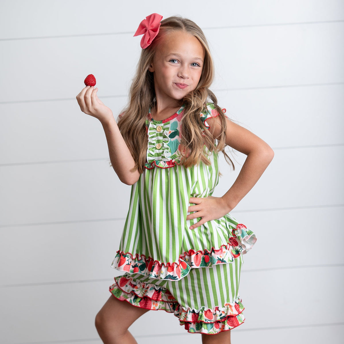 Strawberry Stripe Short Set