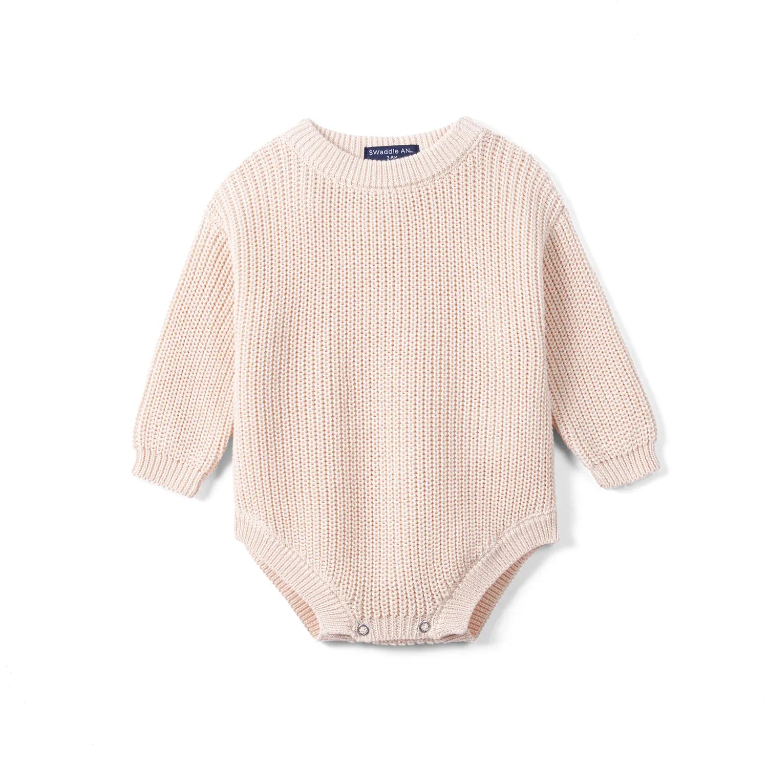 Classic Chunky Knit Baby Romper in Beige