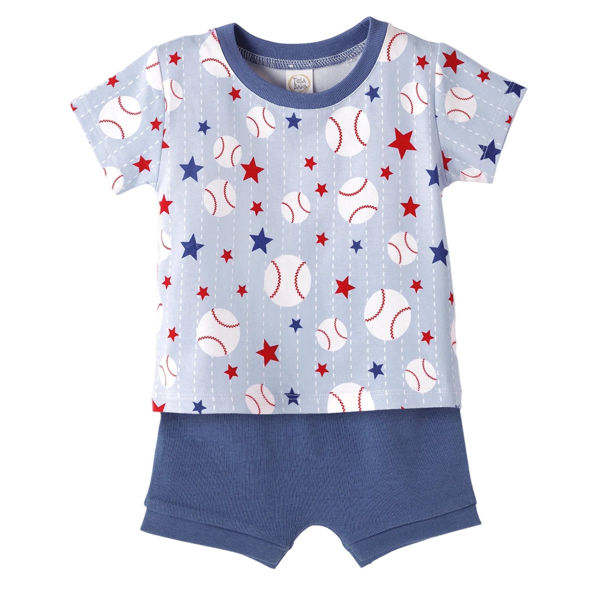 Grand Slam Baseball Bamboo Tee & Cotton Shorts Set for Boys