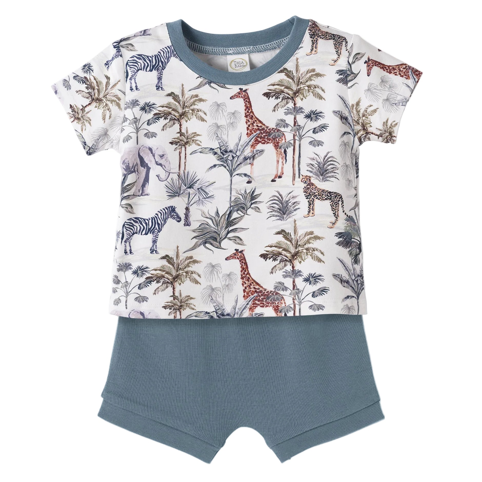Jungle Safari Baby Boy Bamboo-Cotton Top & Shorts Set