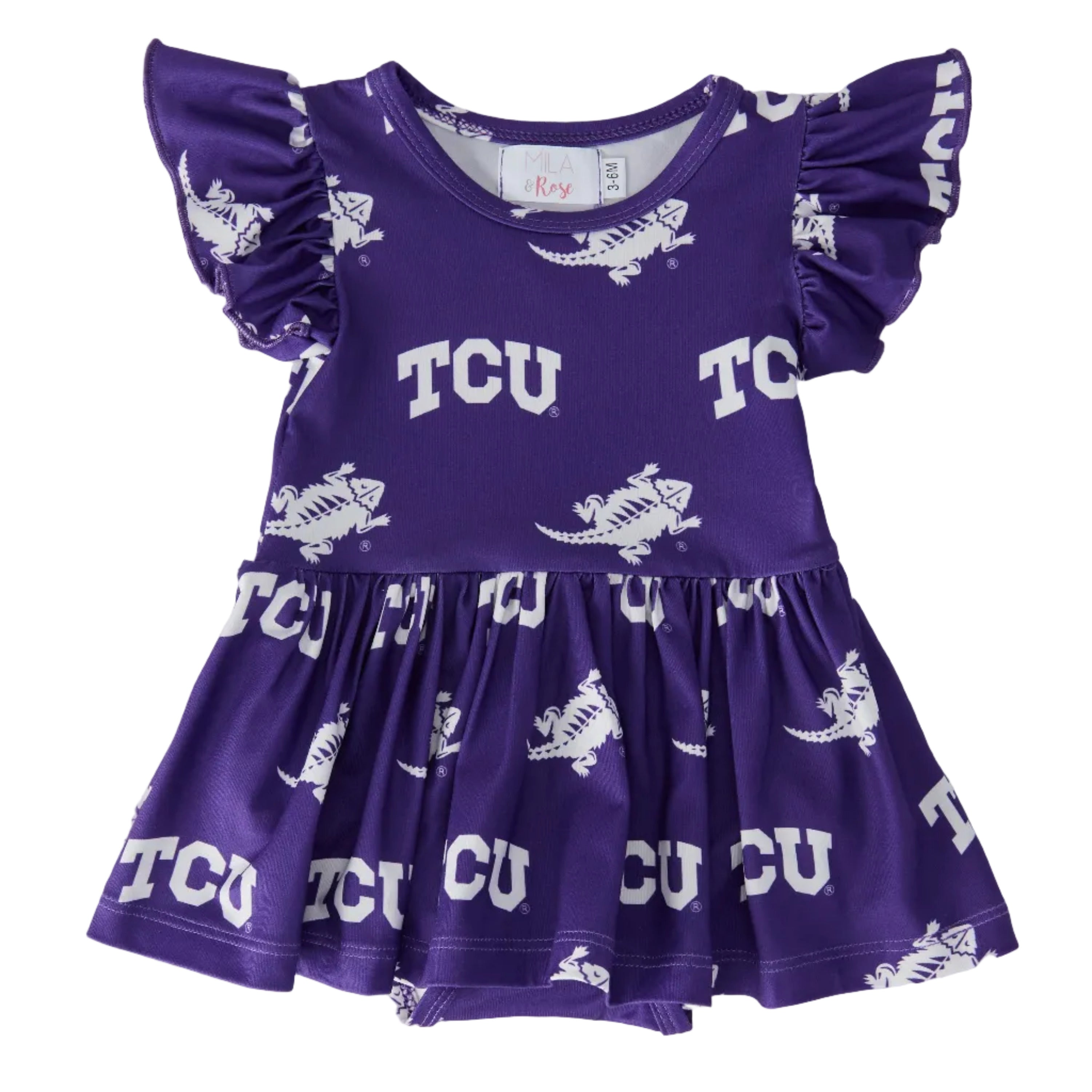 TCU Purple Frog Flutter Twirl Bodysuit