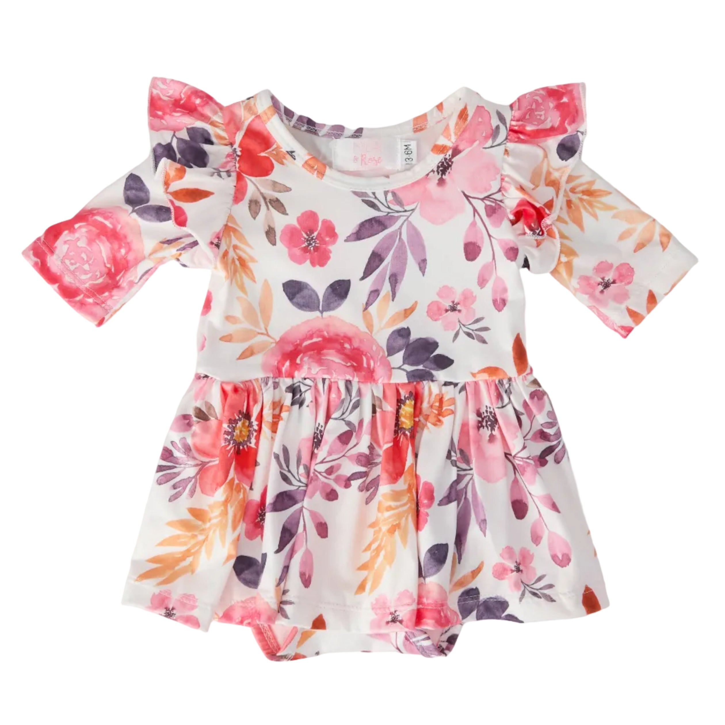 Tangerine Leaves Twirl Flutter Bodysuit