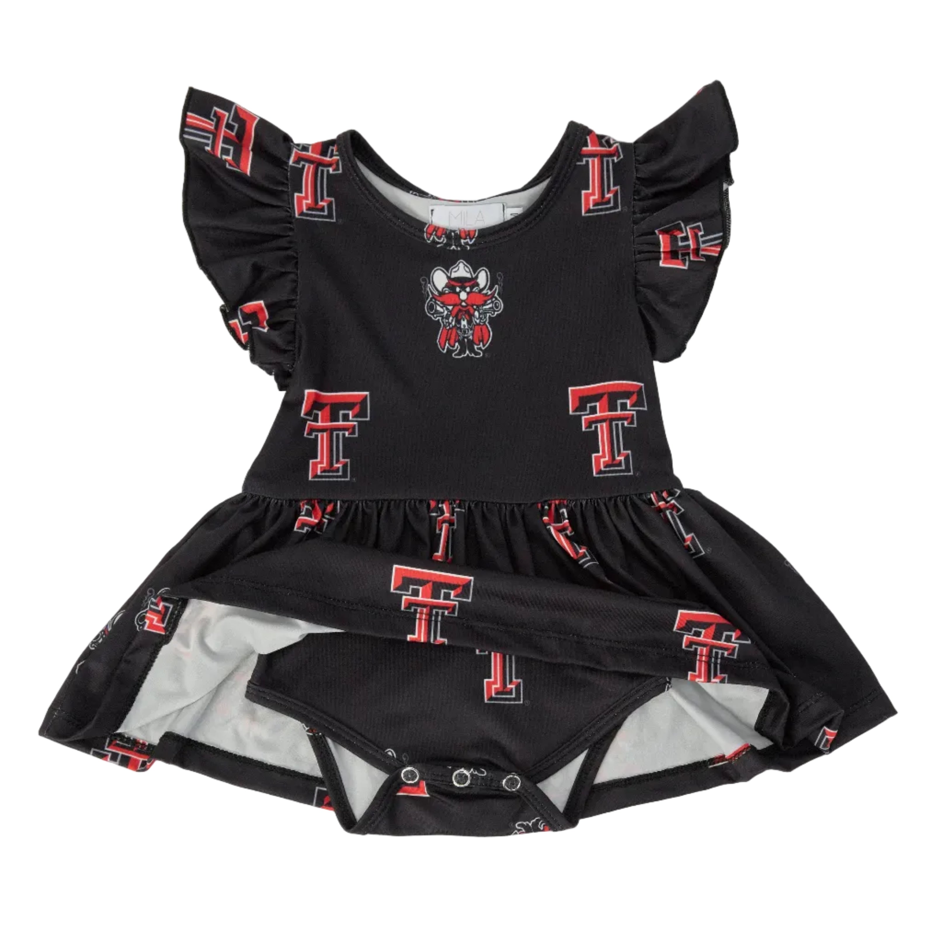 Texas Tech Black Raider Red Flutter Twirl Bodysuit