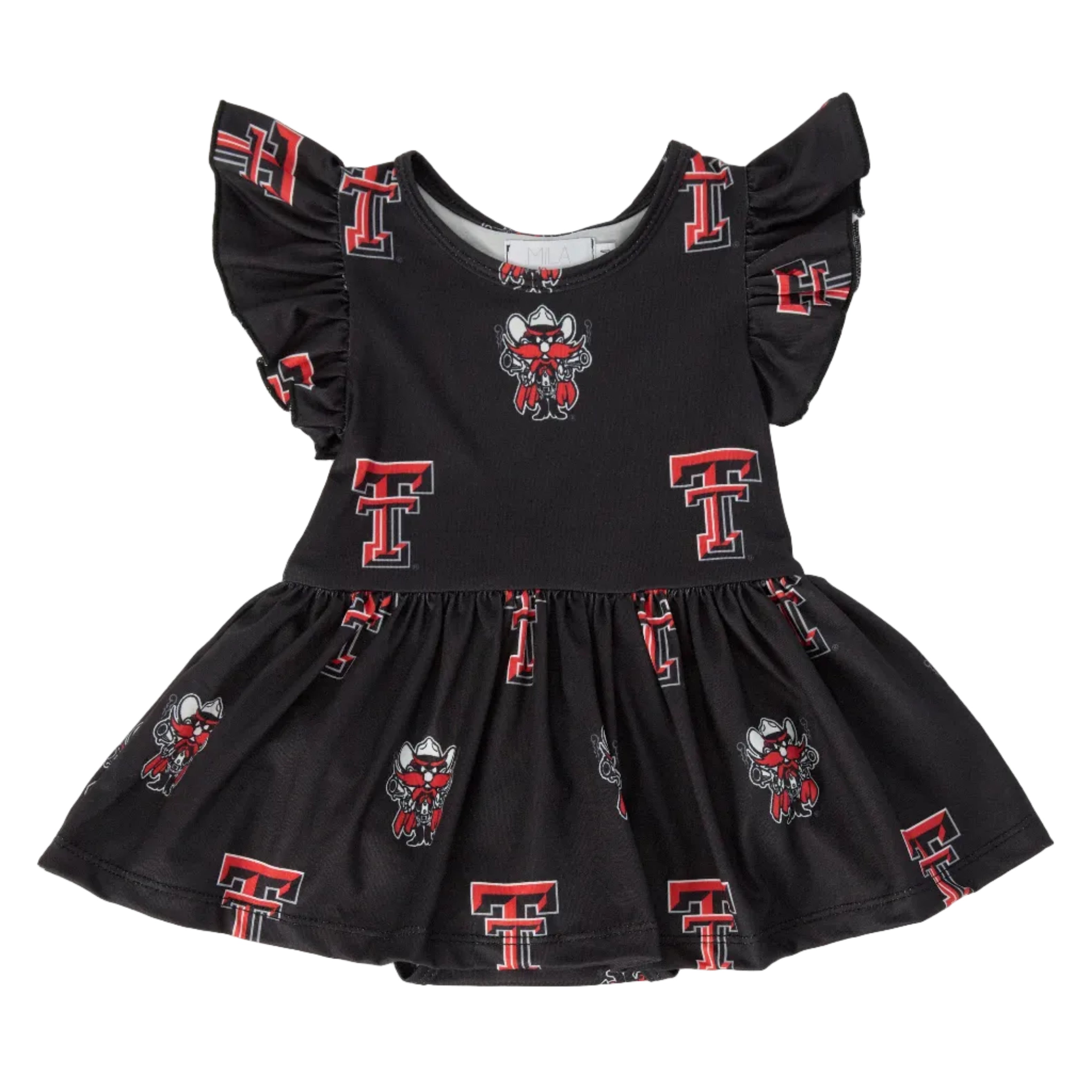 Texas Tech Black Raider Red Flutter Twirl Bodysuit
