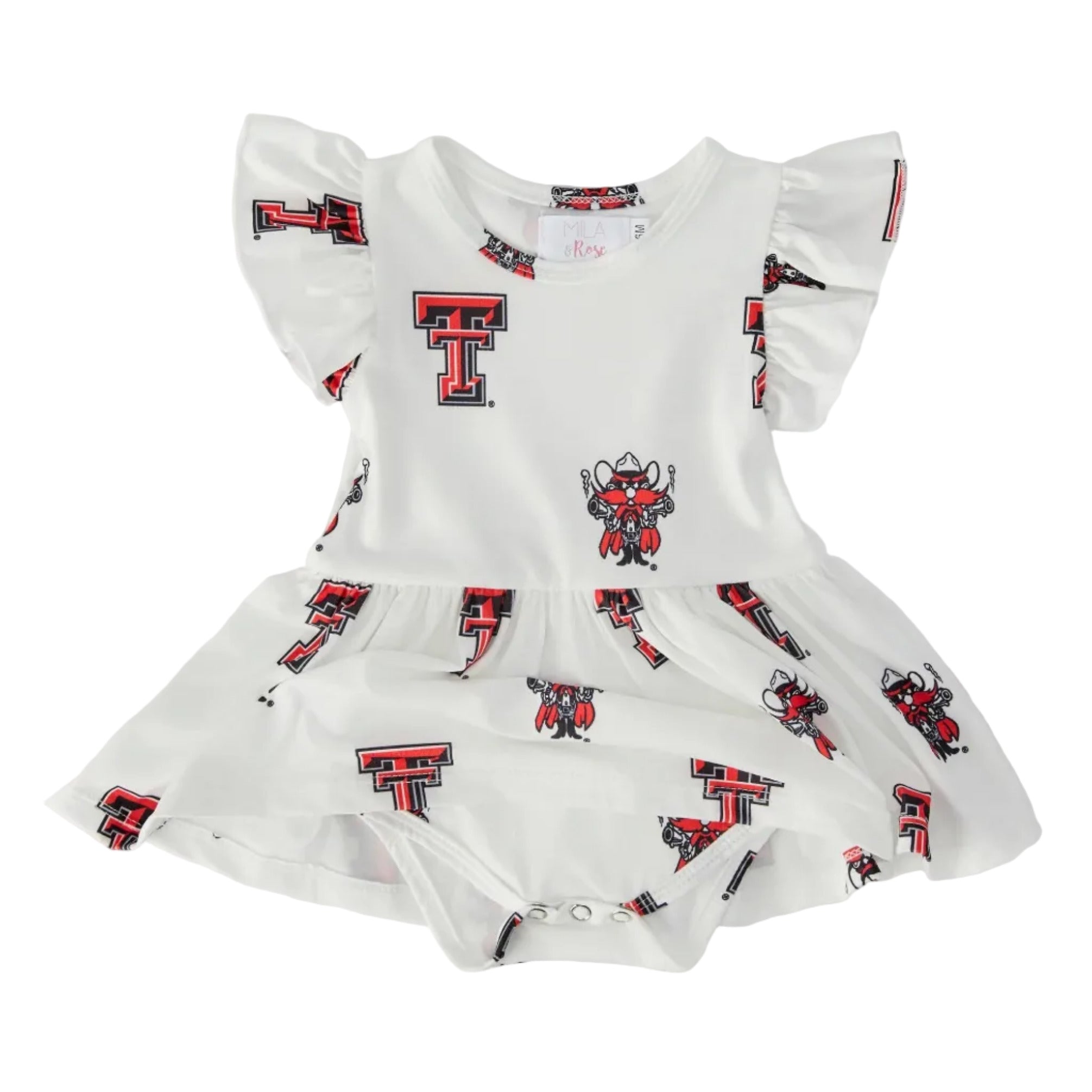 Texas Tech White Raider Red Flutter Twirl Bodysuit