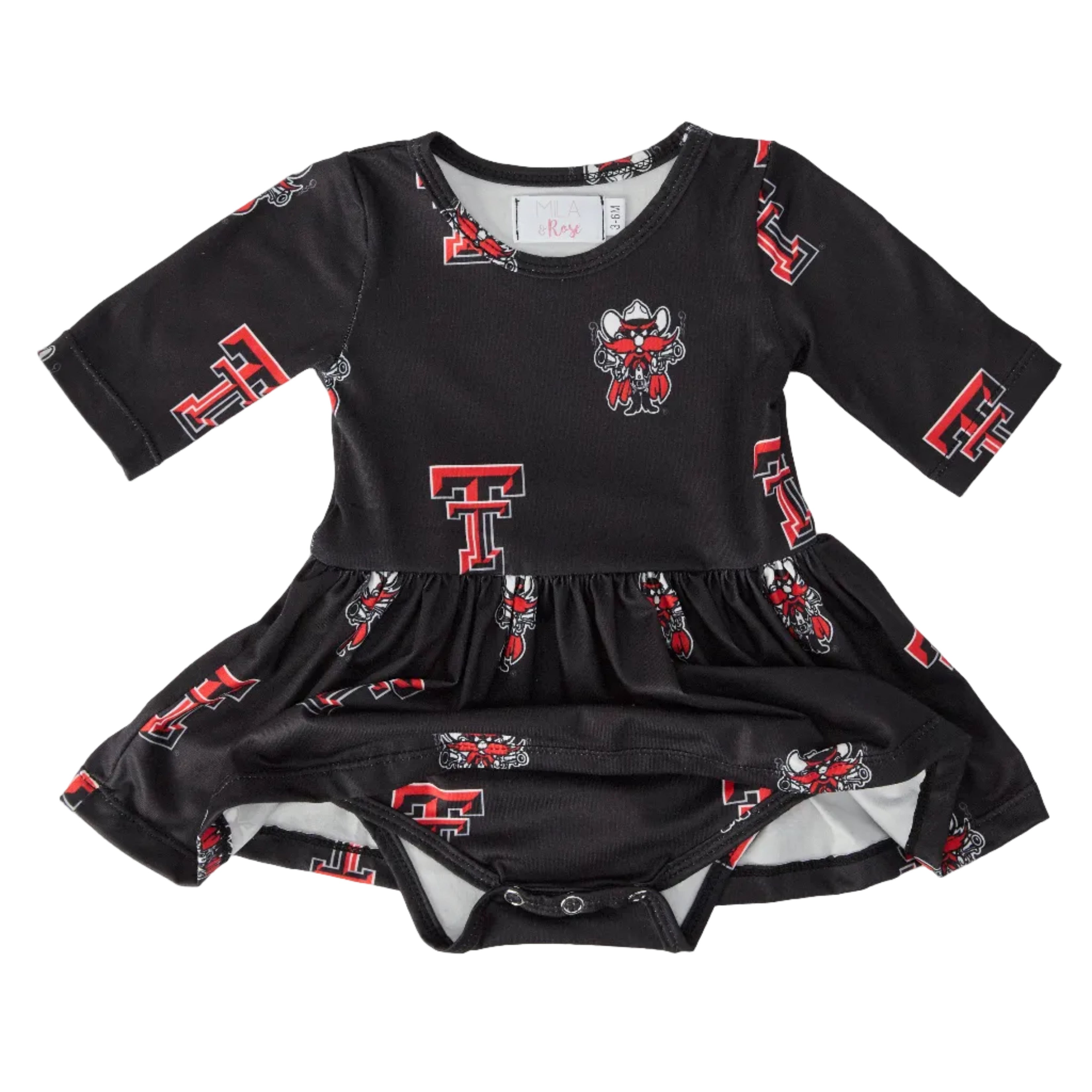 Texas Tech Black Raider Red 3/4 Sleeve Twirl Bodysuit
