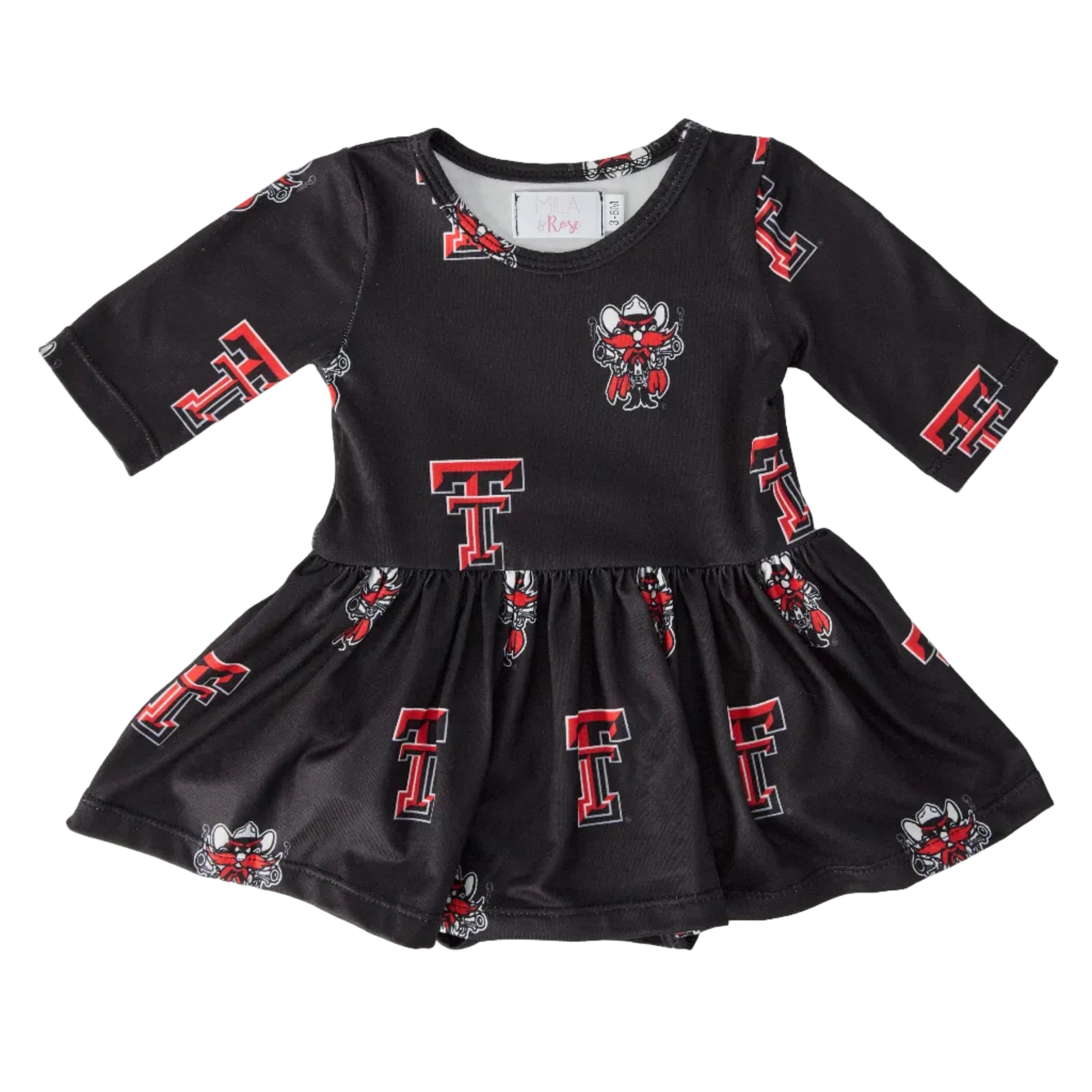 Texas Tech Black Raider Red 3/4 Sleeve Twirl Bodysuit