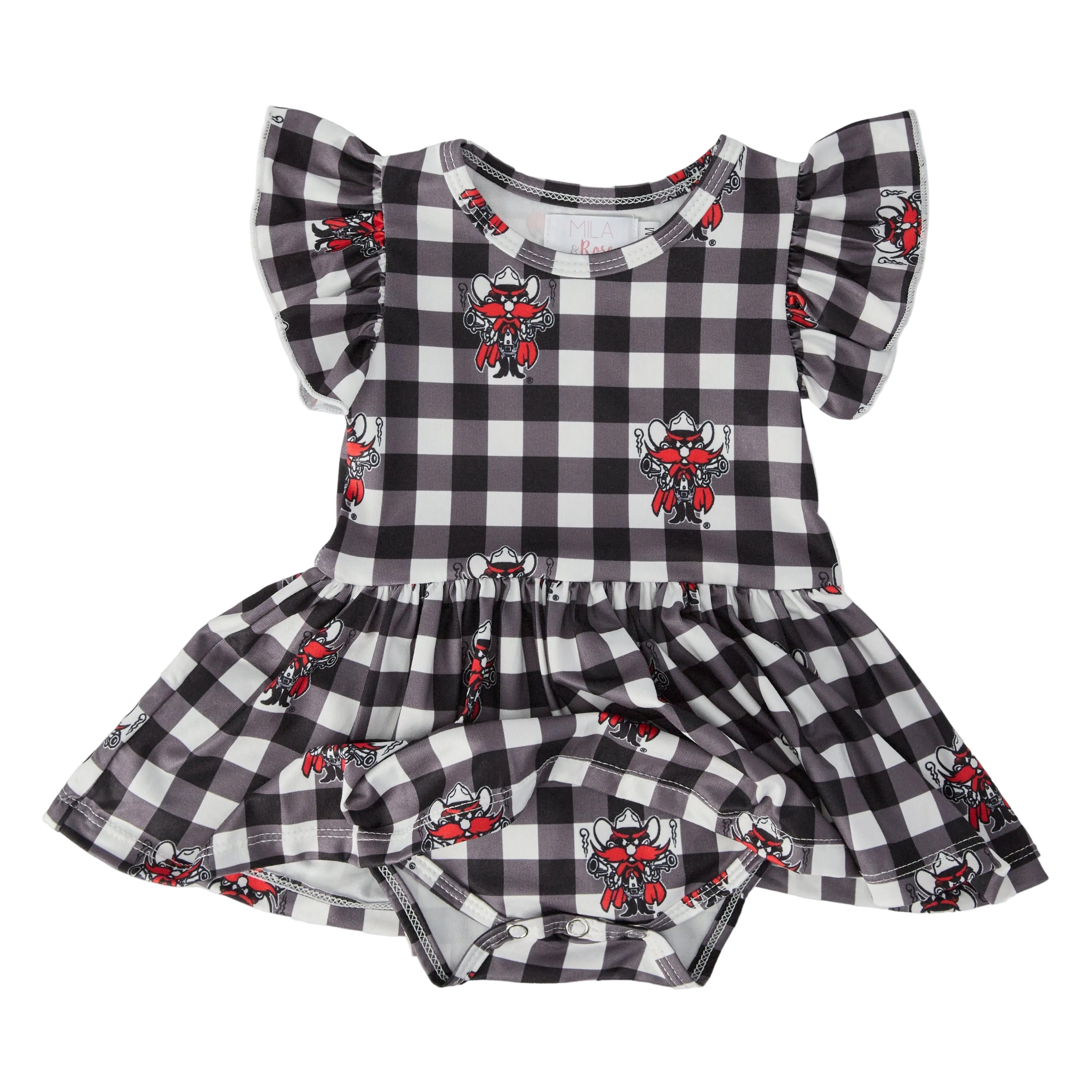 Texas Tech Plaid Raider Red Flutter Twirl Bodysuit