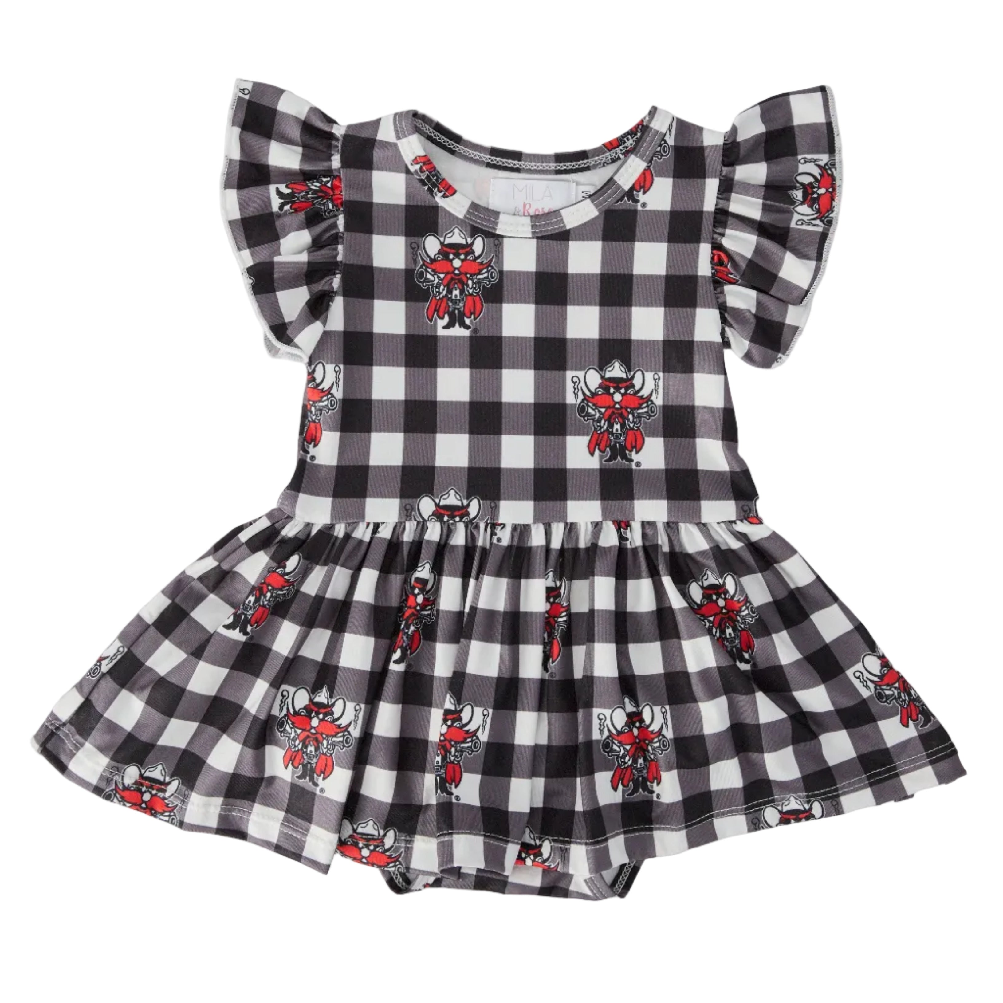 Texas Tech Plaid Raider Red Flutter Twirl Bodysuit