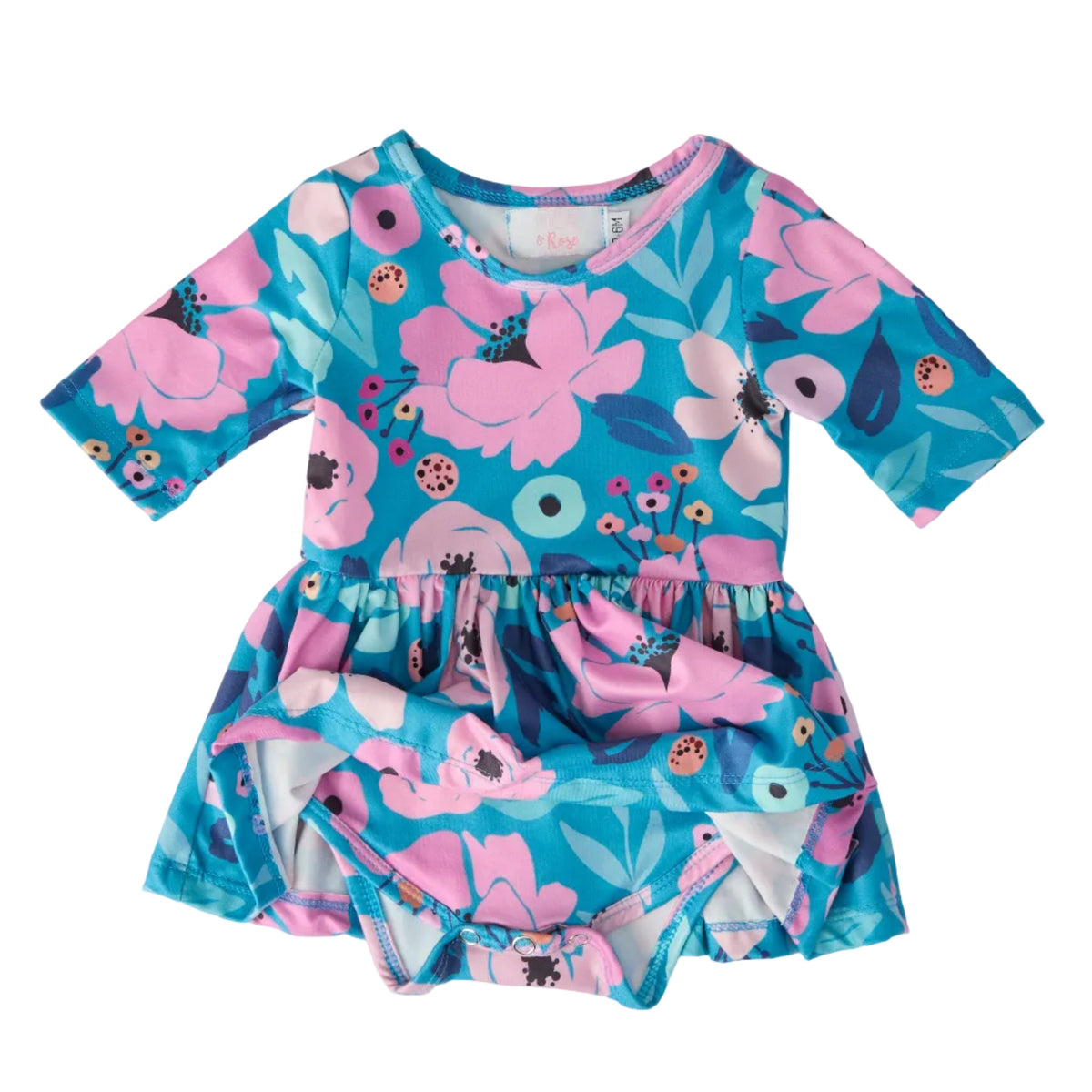 Twirling in Teal 3/4 Sleeve Twirl Bodysuit