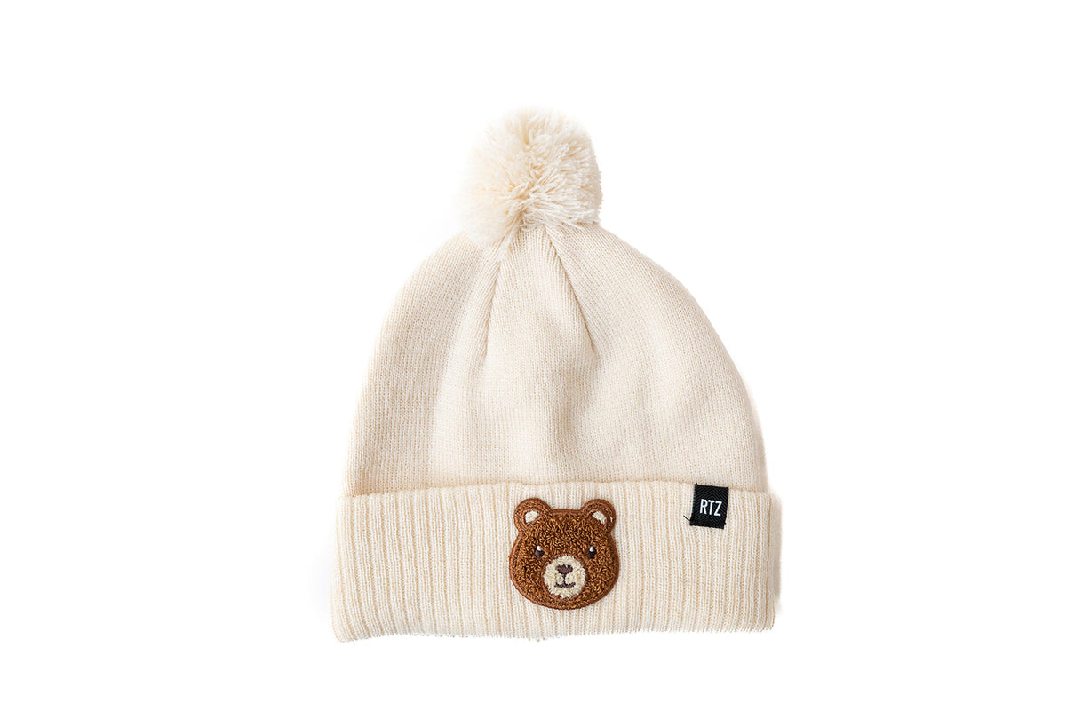 Teddy Bear Patch Pom Pom Hat
