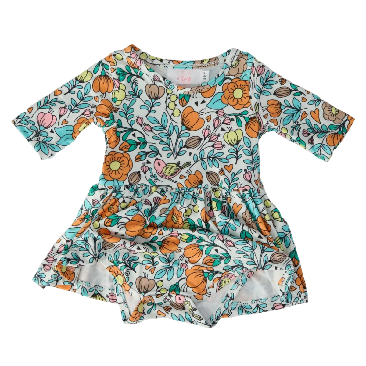 Vintage Vibes 3/4 Sleeve Twirl Bodysuit